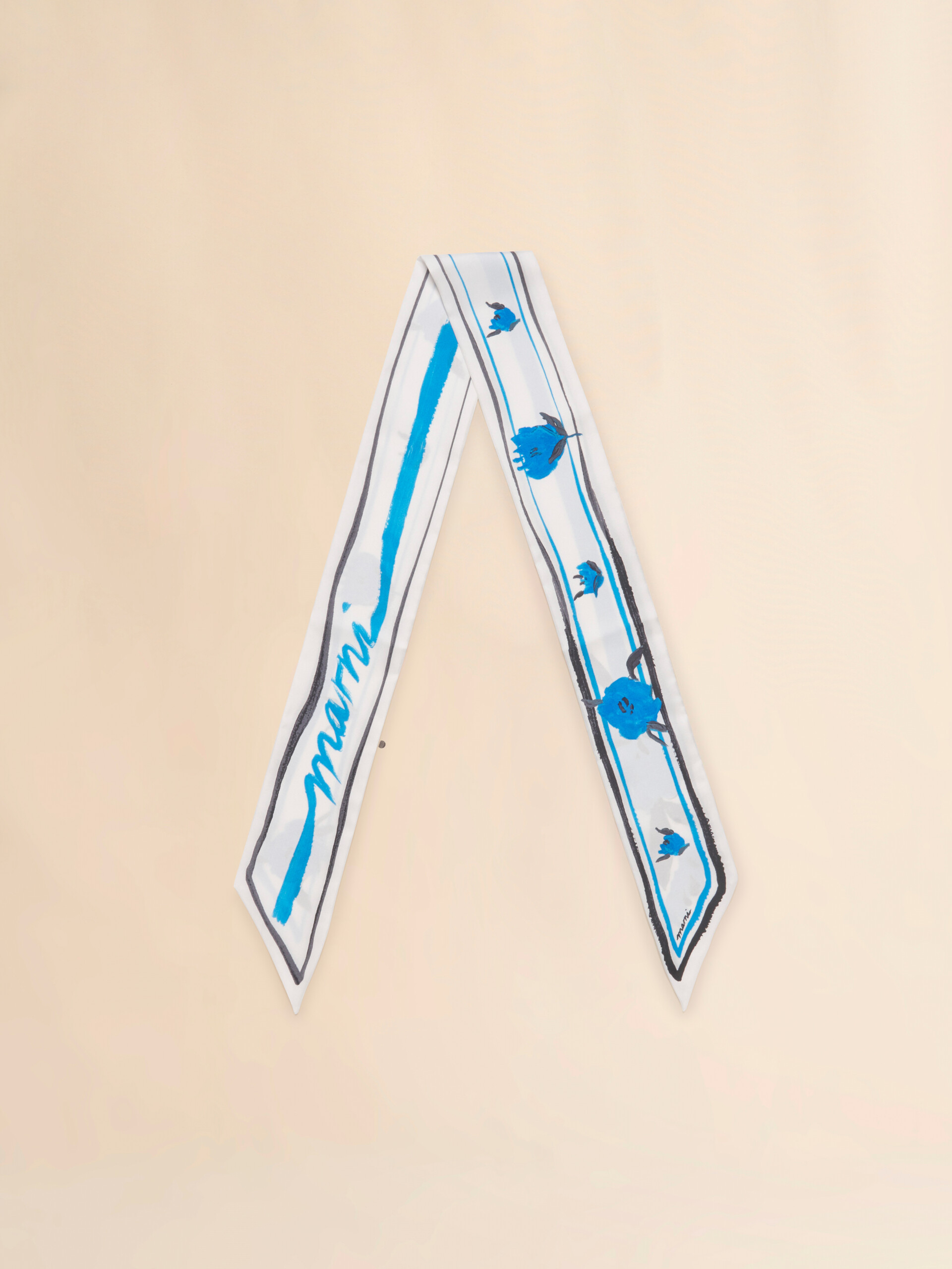 Blue floral print silk bandeau scarf - Other accessories - Image 1