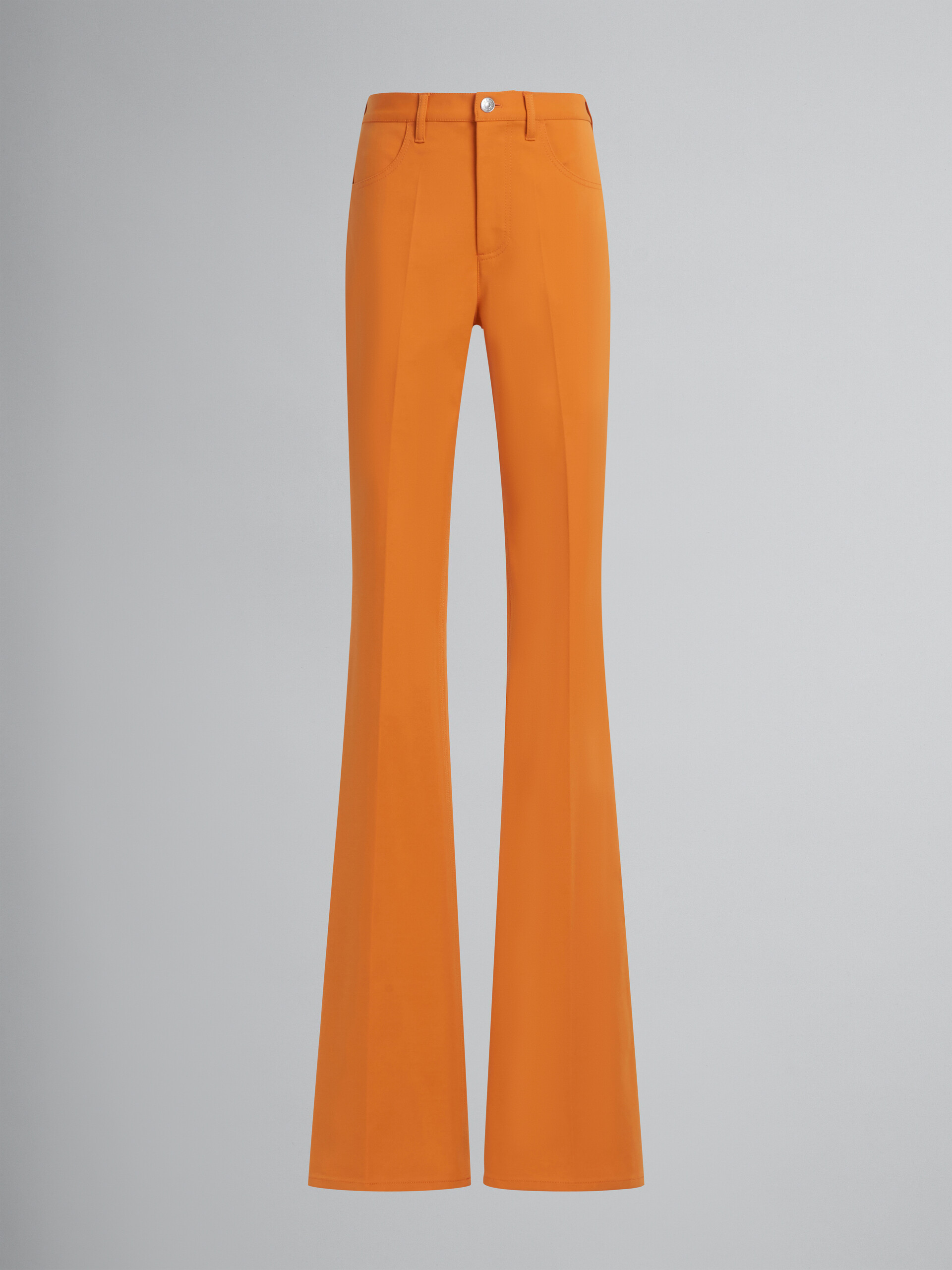 Orange flared jersey trousers - Pants - Image 1