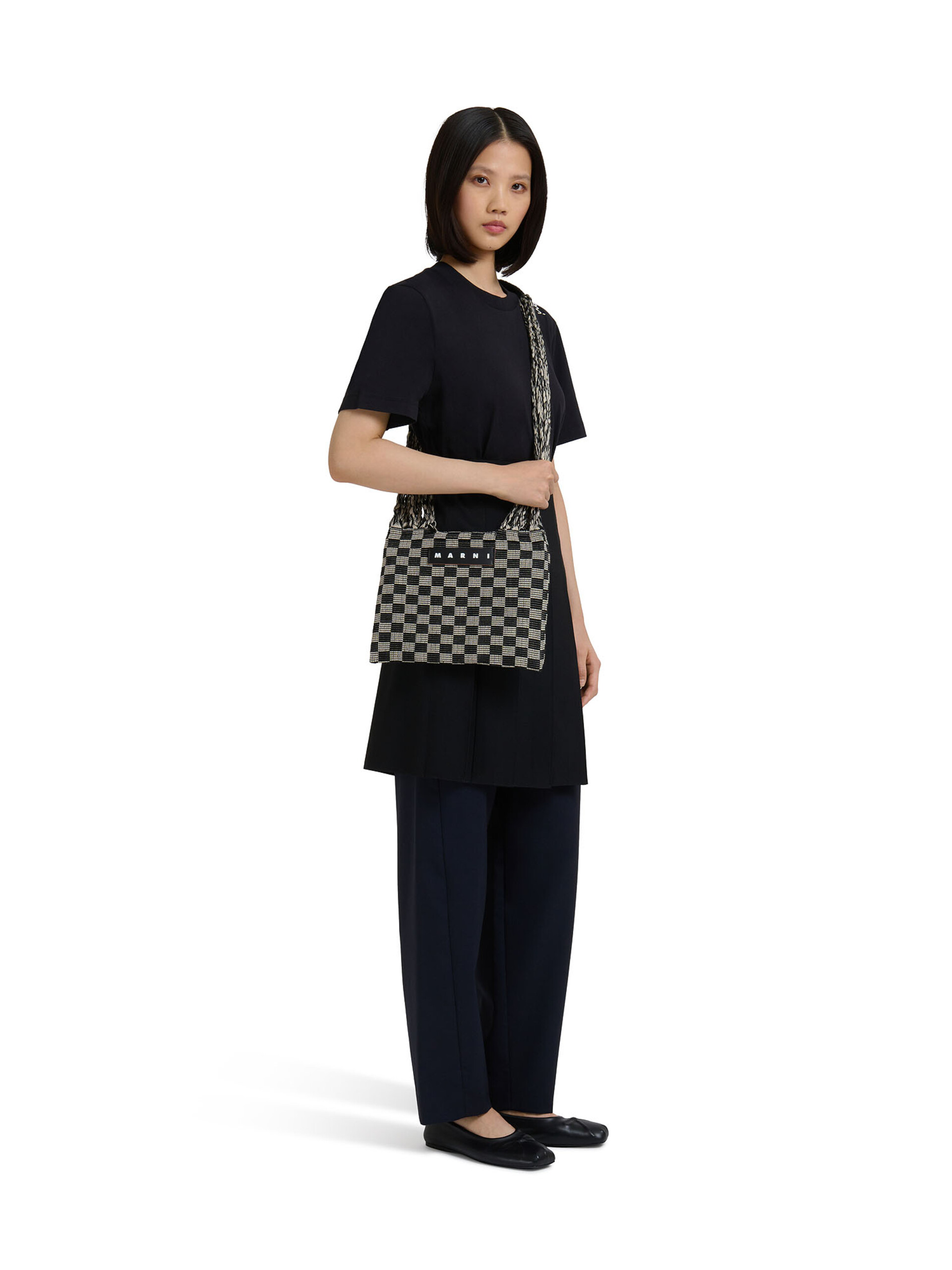 ホワイト MARNI MARKET CROSS CHECKERBORAD HAMMOCK BAG - ショッピングバッグ - Image 4