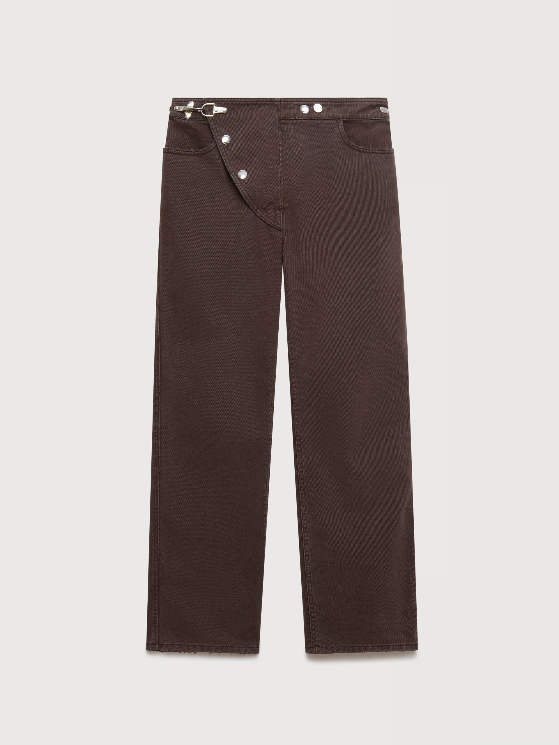Purple drill trousers with asymmetric flap - Pants - Image 1