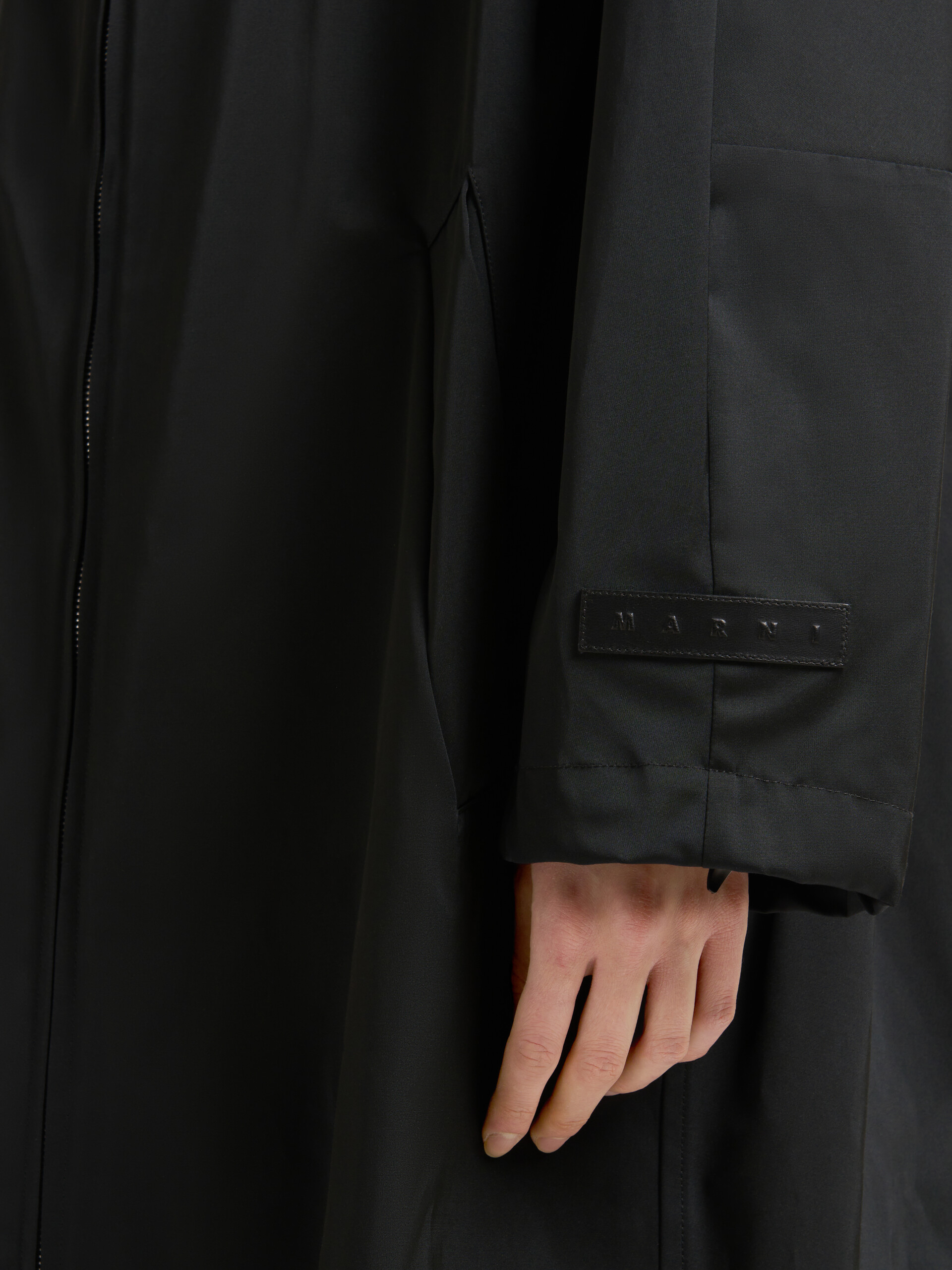 Black gathered taffeta parka - Jackets - Image 5