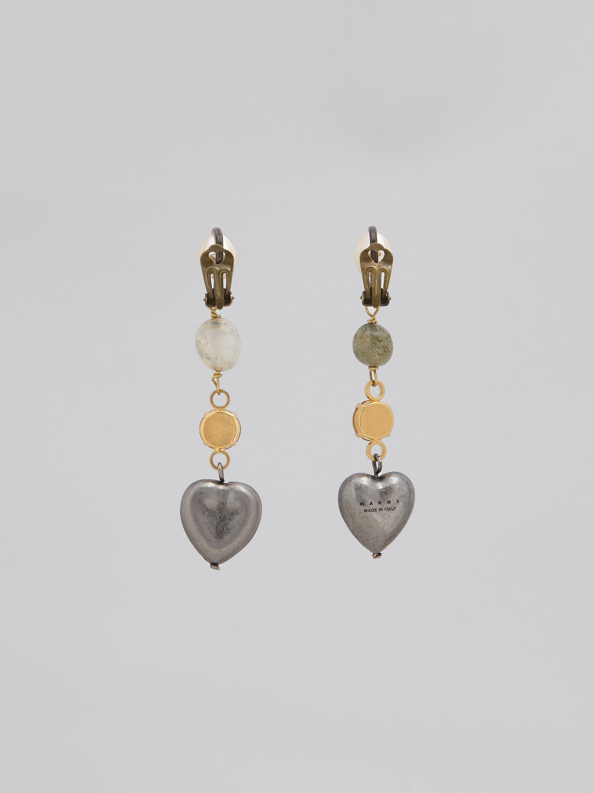 Lucky Hearts long earrings with pearl - Earrings - Image 3