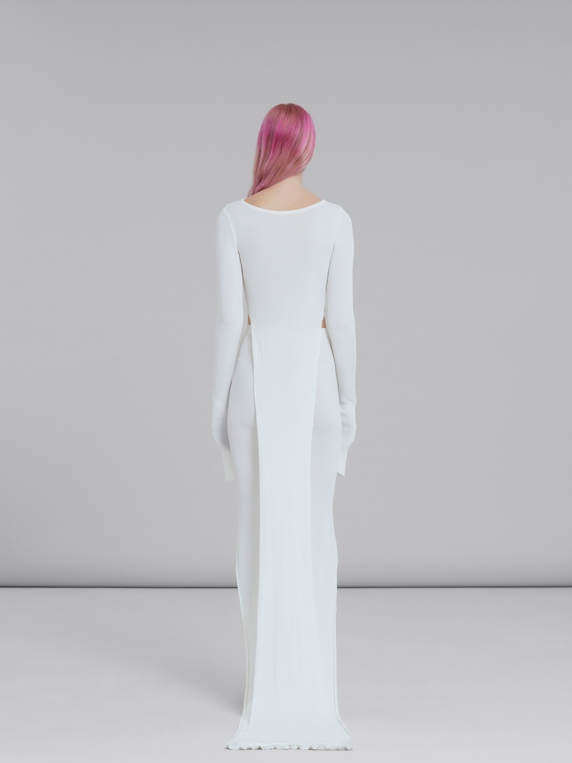 White ribbed viscose cutout dress - Dresses - Image 3
