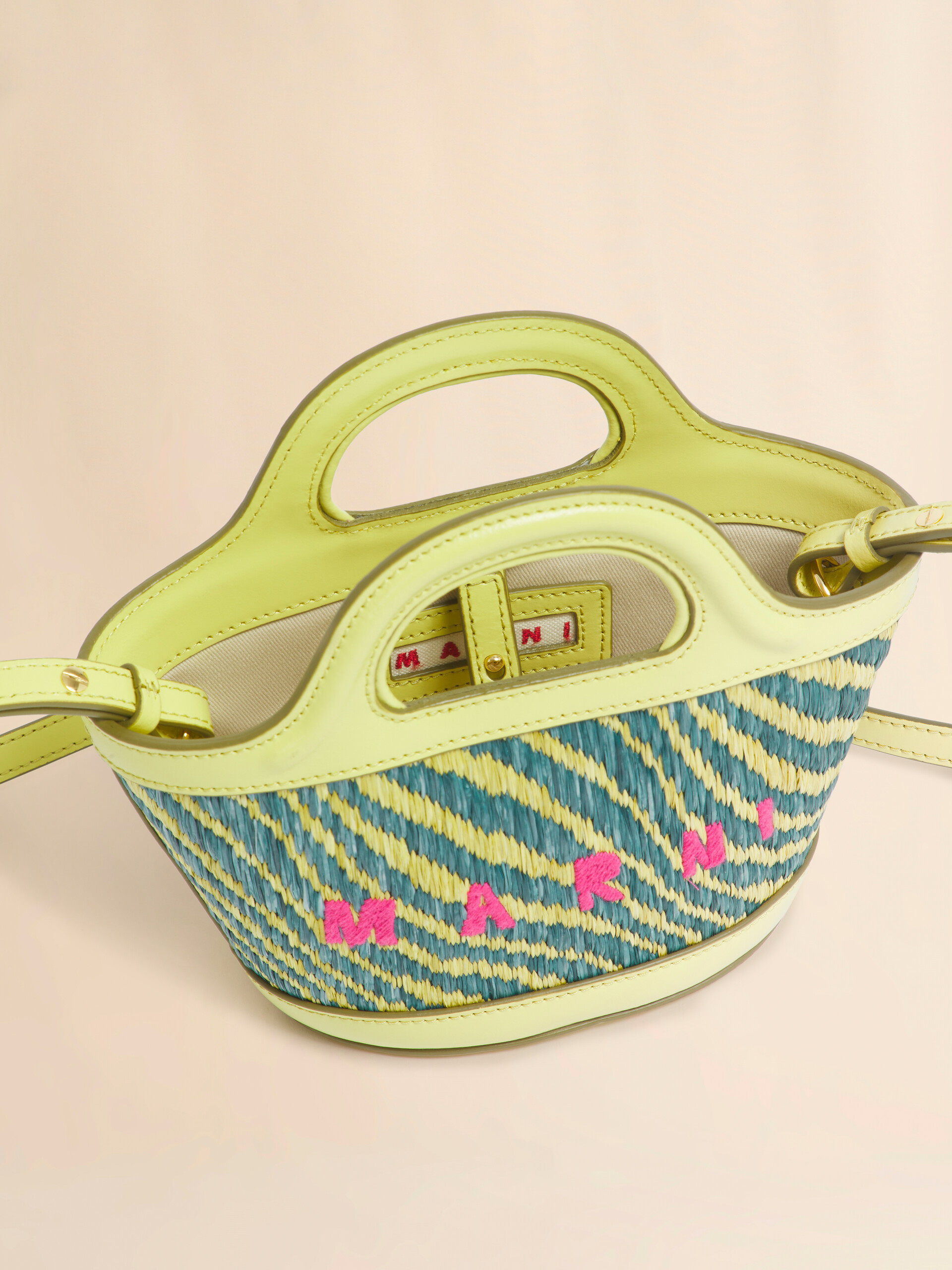 Blue wavy raffia-effect Tropicalia micro bag - Handbags - Image 4