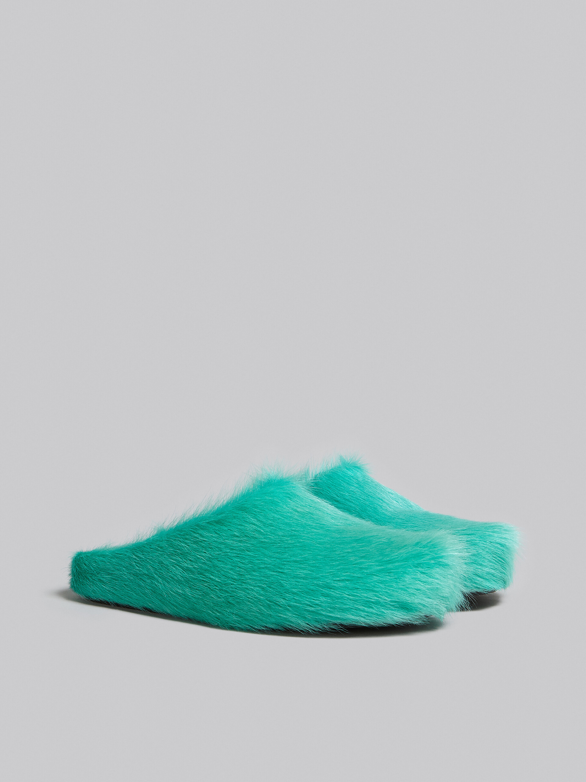 Turquoise long haircalfskin Fussbett sabot - Clogs - Image 2