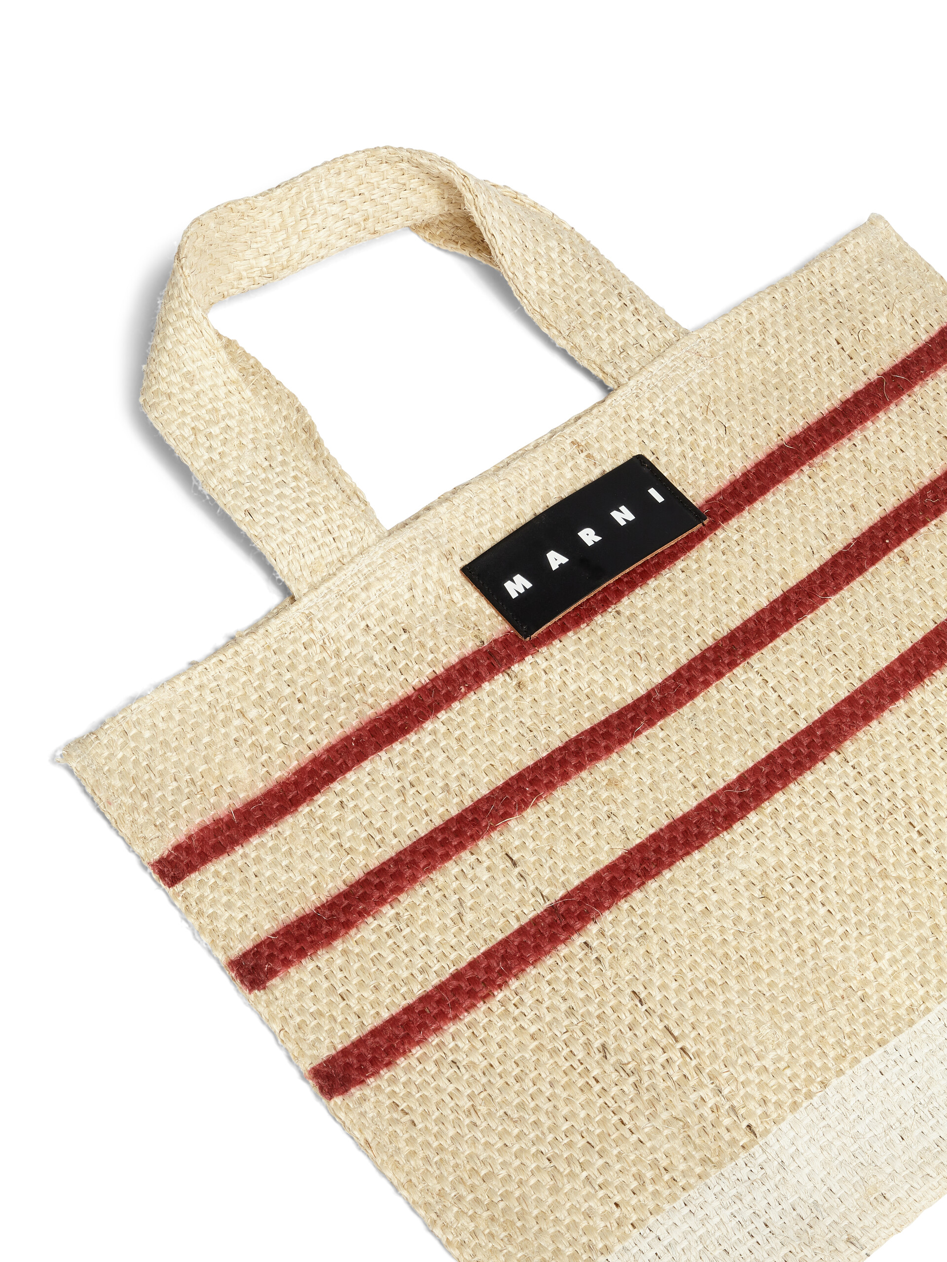 MARNI MARKET CANAPA small bag in black and orange natural fiber - Shopping Bags - Image 4