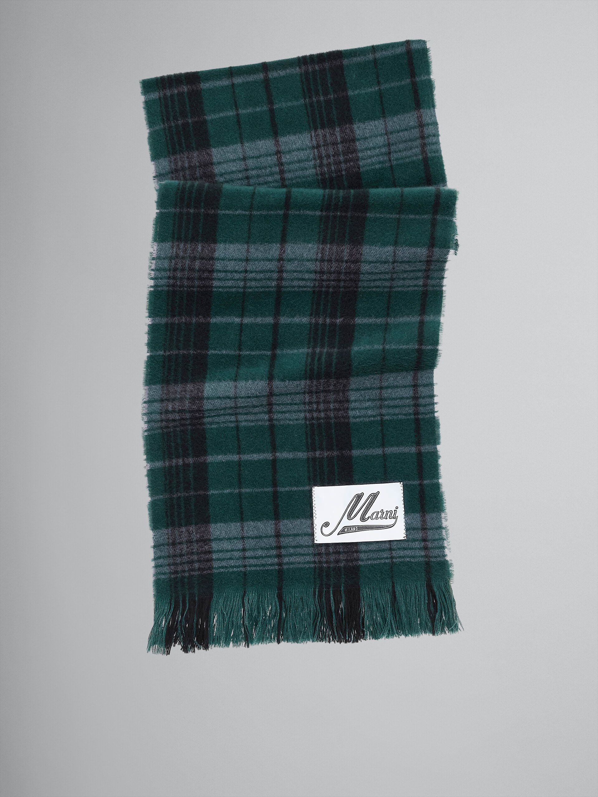 Green check wool scarf - Scarves - Image 1
