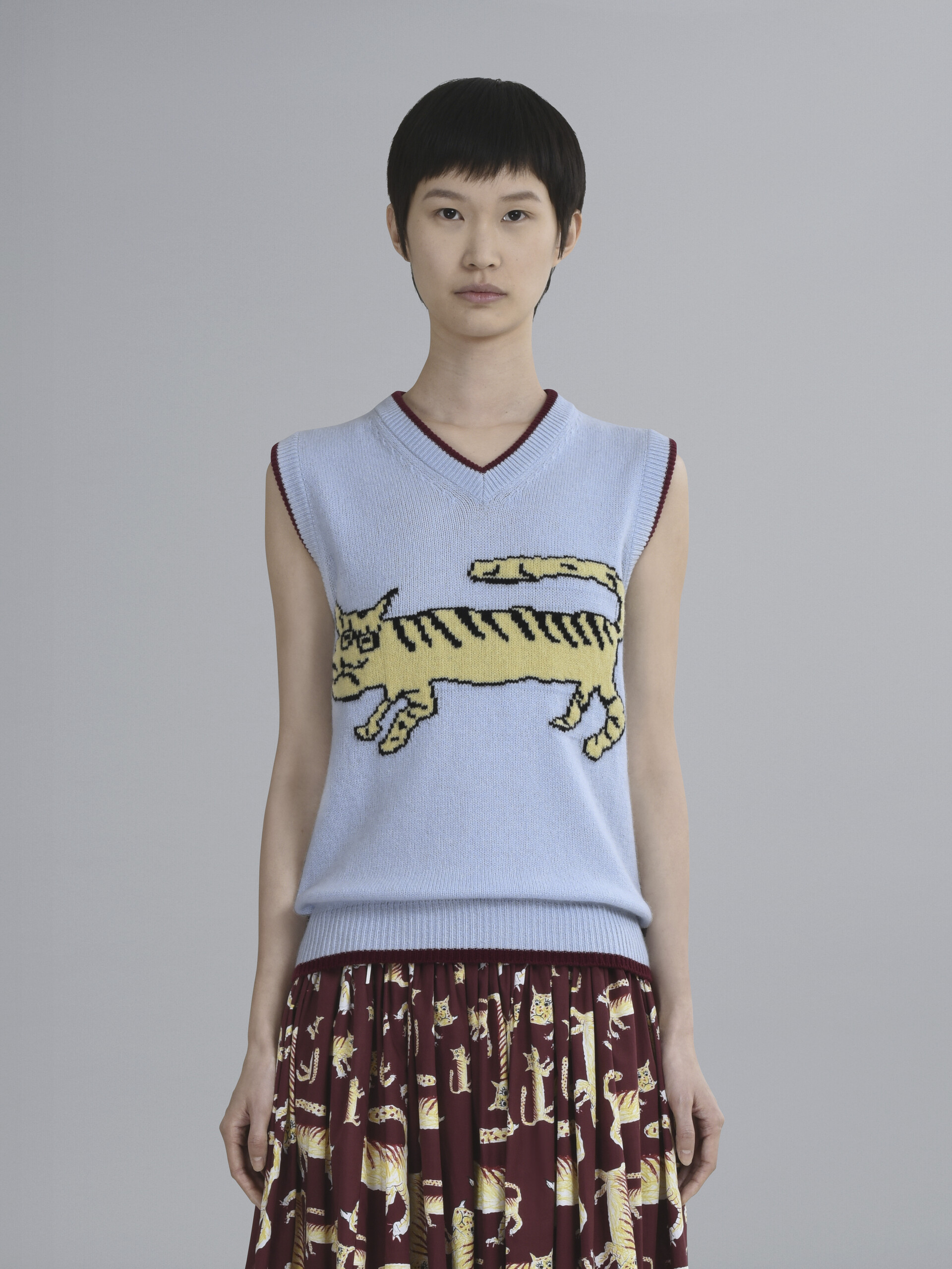 Naif Tiger inlaid wool and cashmere vest - Pullovers - Image 2