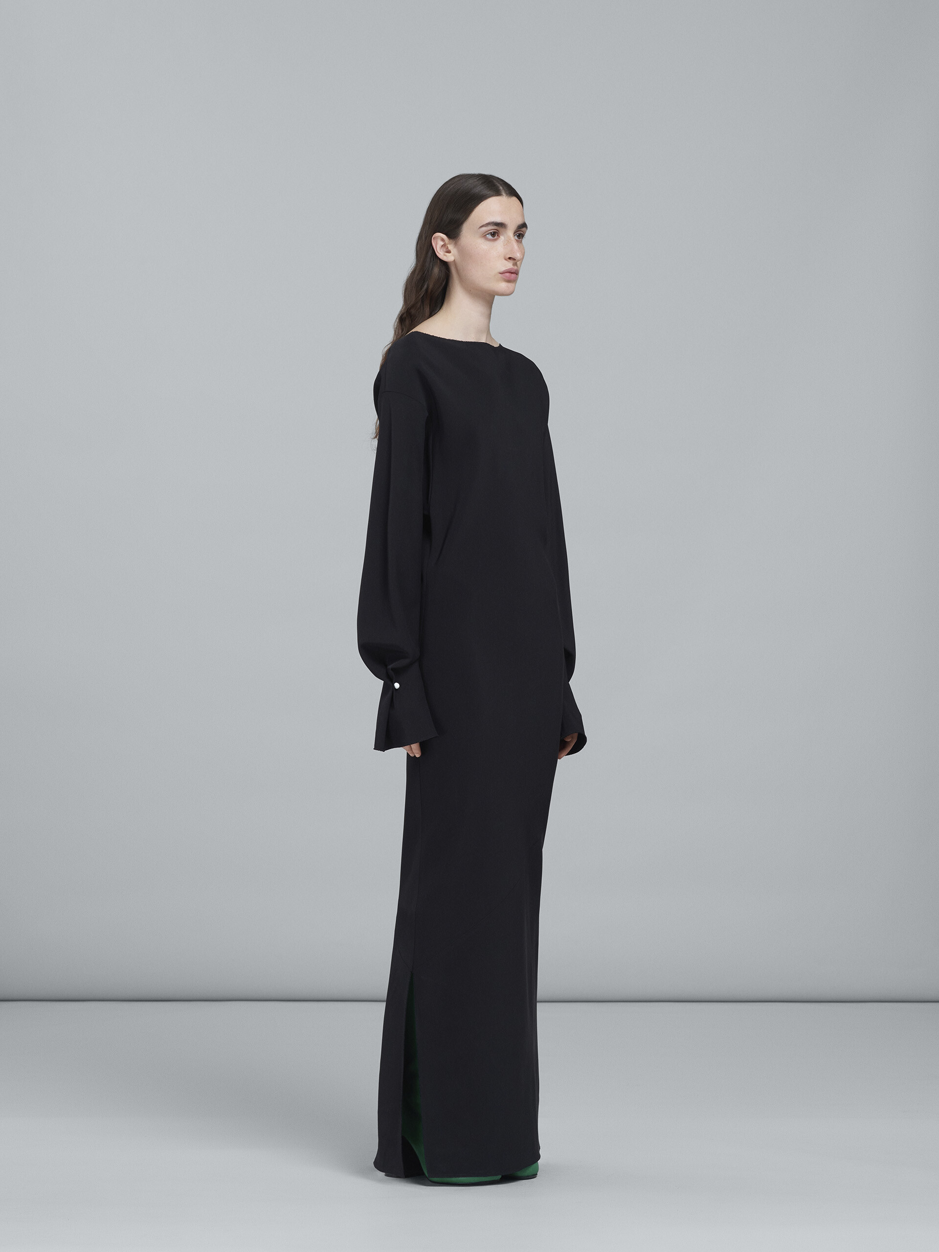Black stretch cady long dress - Dresses - Image 6
