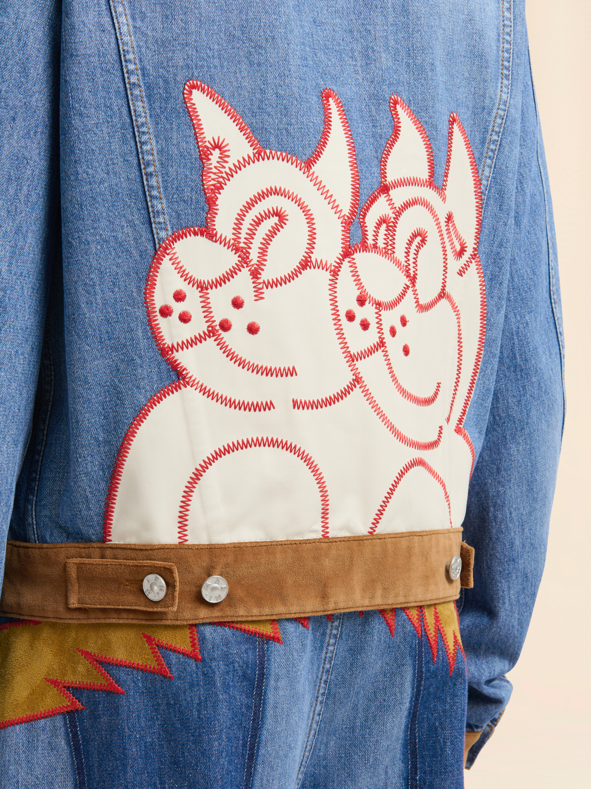 Blue denim trucker jacket with patch on back - Jackets - Image 5