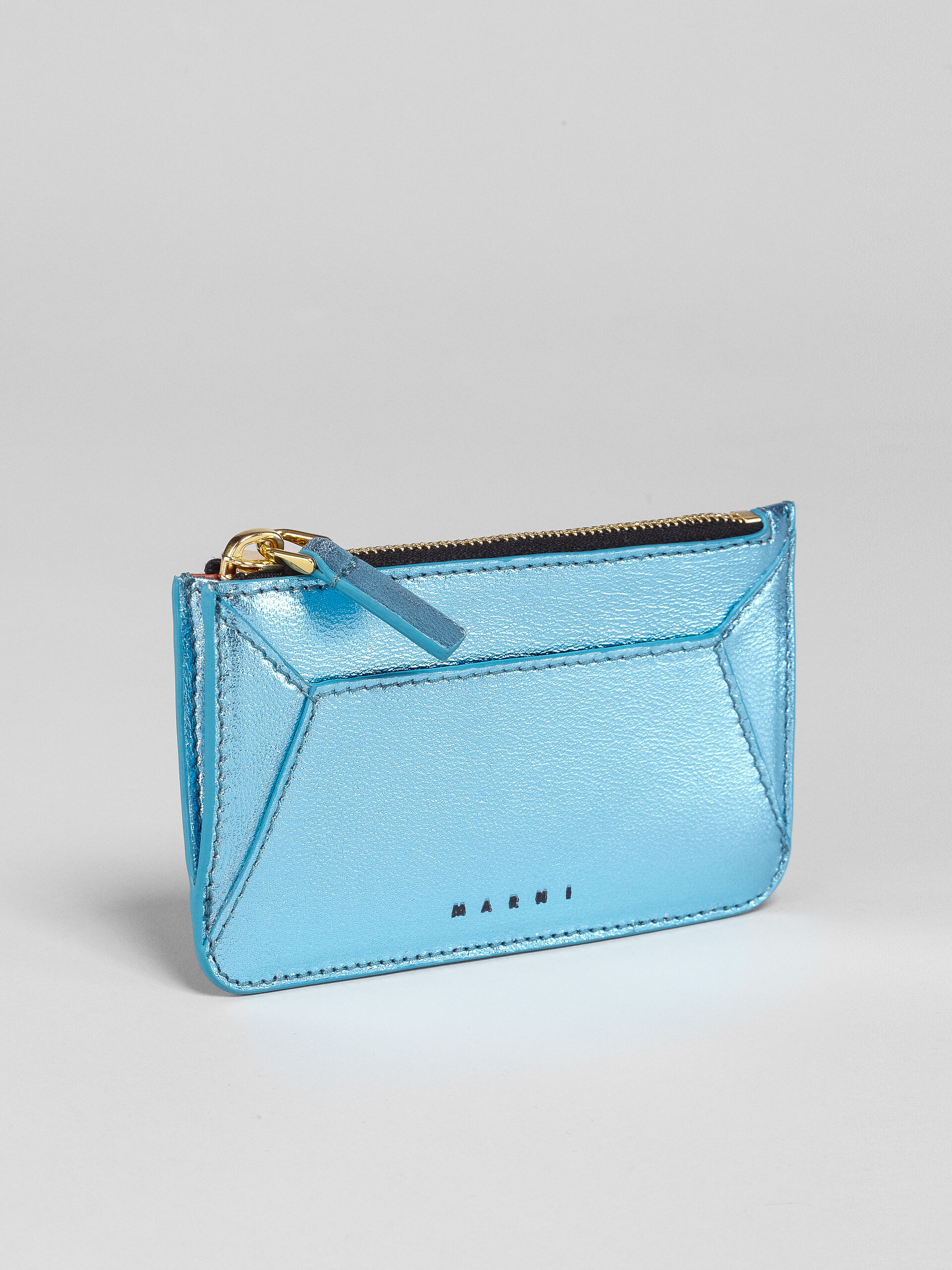 Pale blue metallic nappa leather card case - Wallets - Image 4