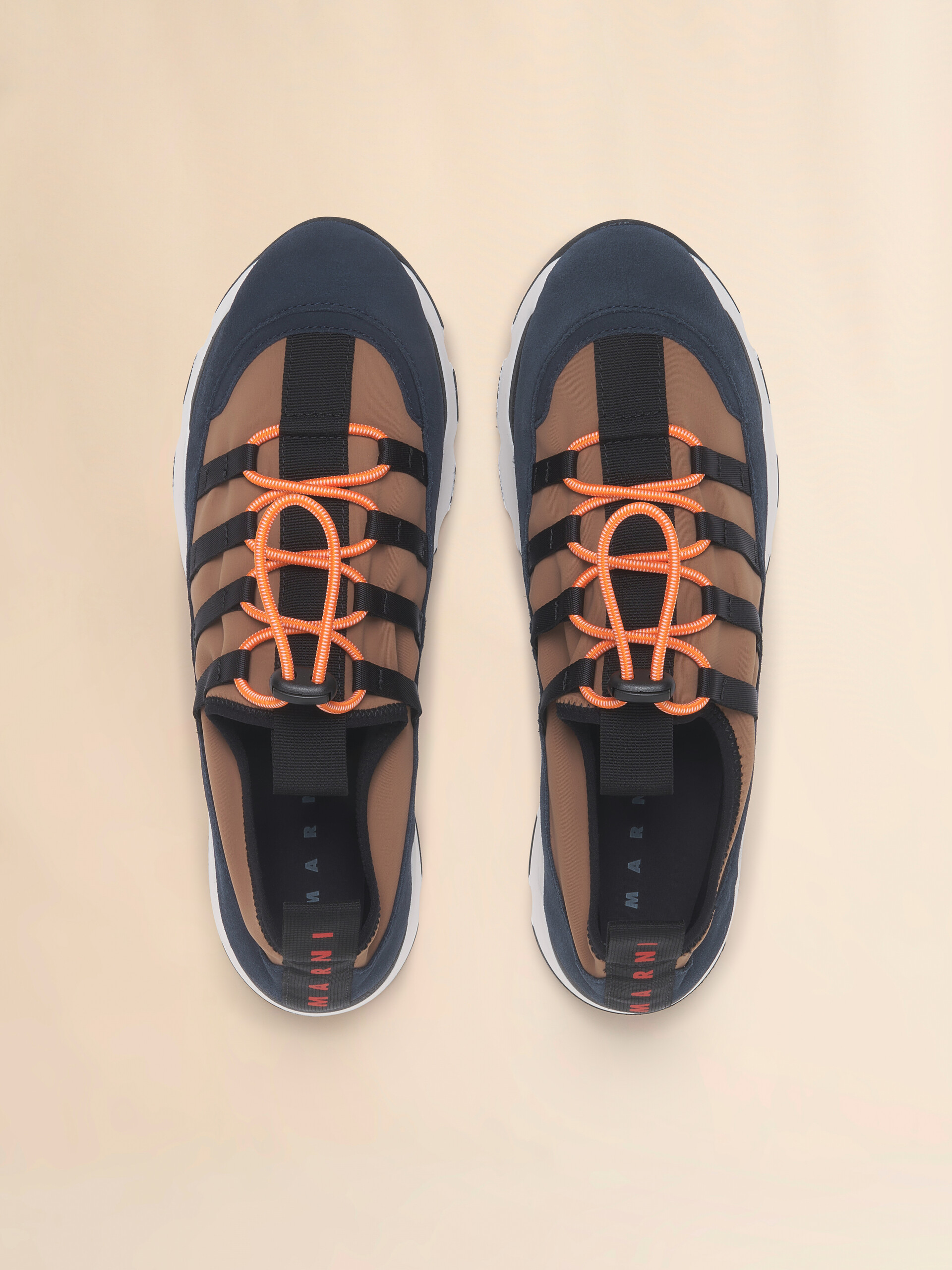 Green and light blue lycra lace-up Running Sneaker - Sneakers - Image 4