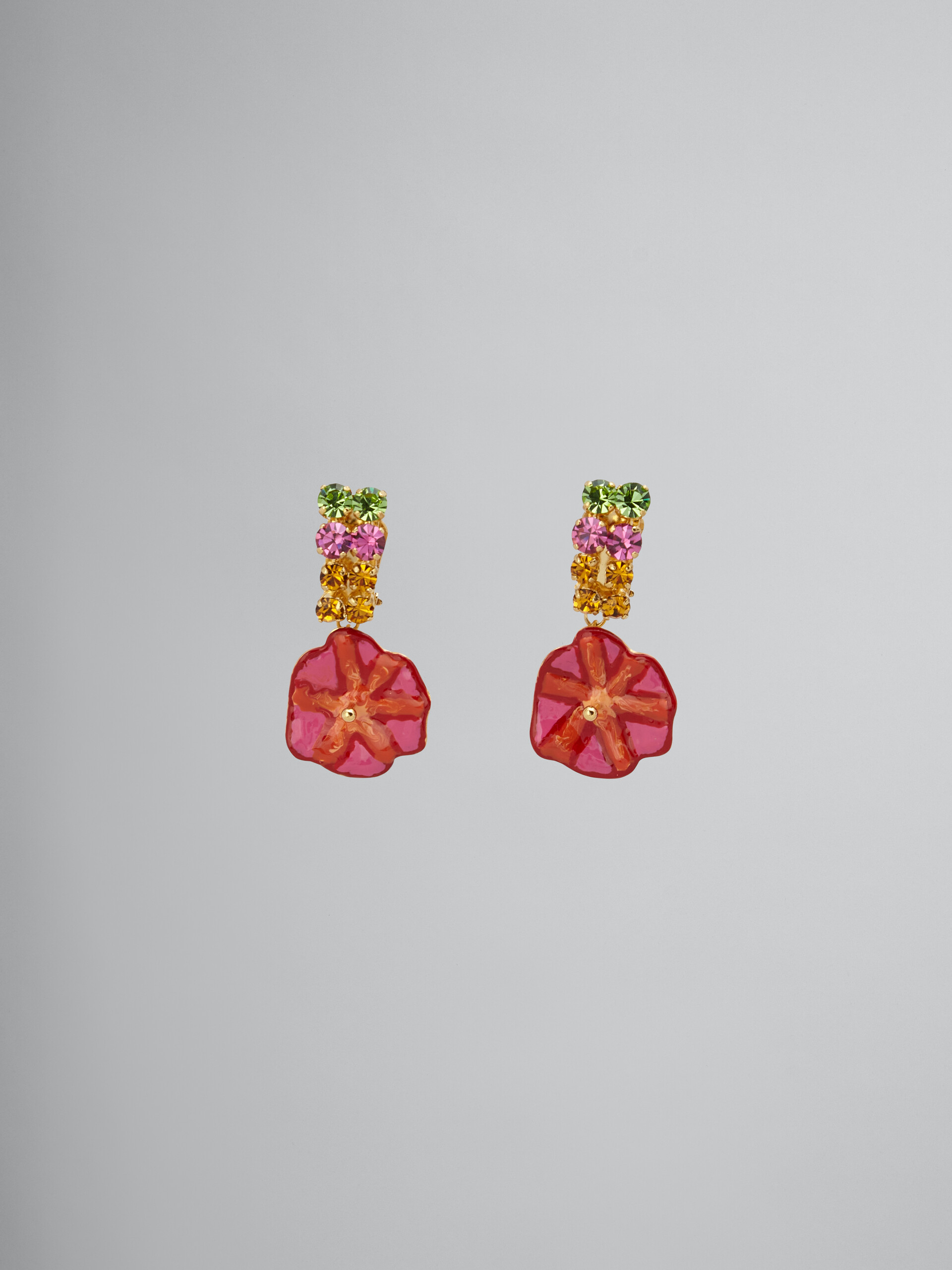 Brass and rhinestone FLORA earrings - Earrings - Image 1