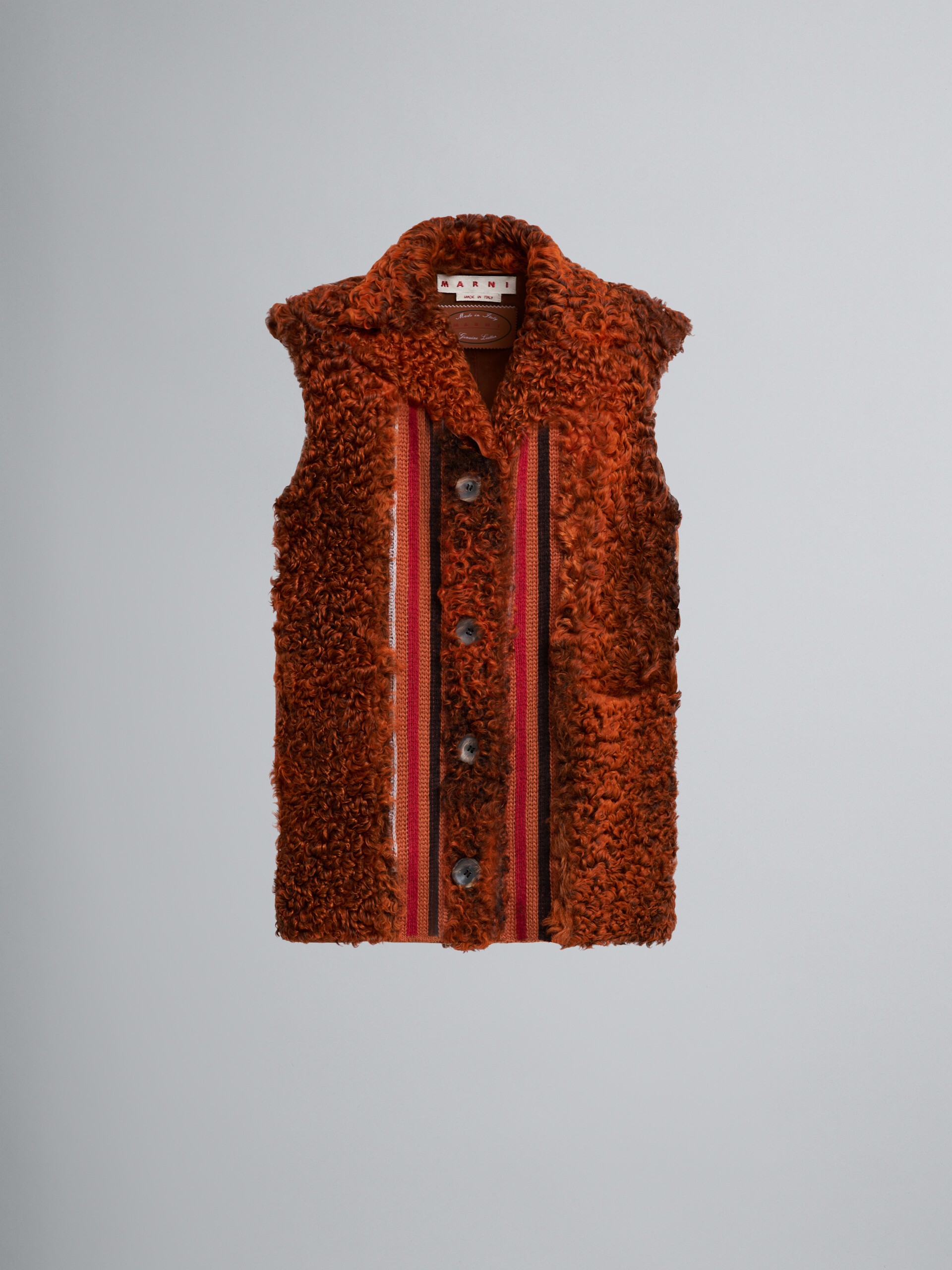 Dyed curly lamb leather vest - Waistcoat - Image 1