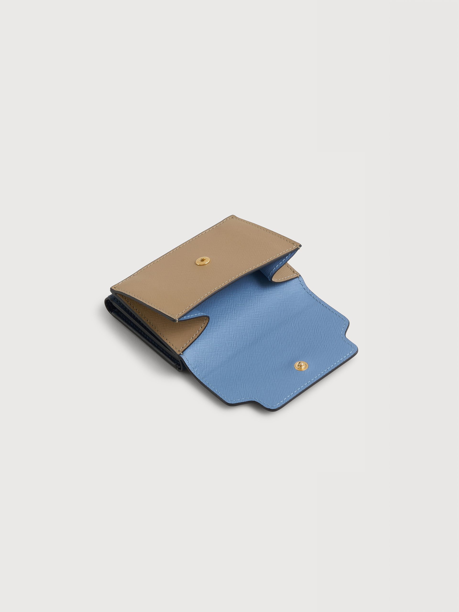 Blue, beige, and light blue saffiano leather tri-fold wallet - Wallets - Image 5