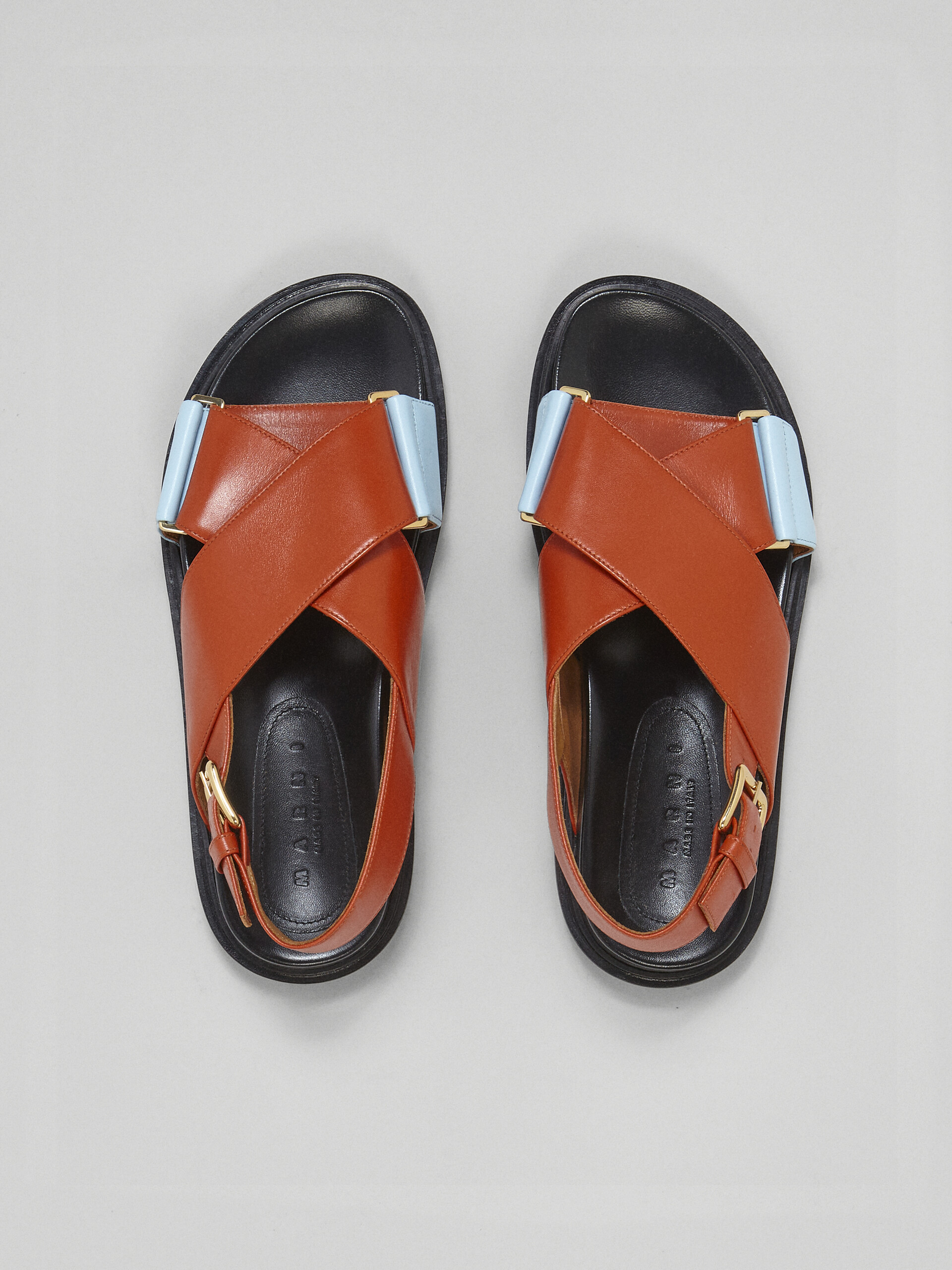 Sky blue and orange leather Fussbett - Sandals - Image 4