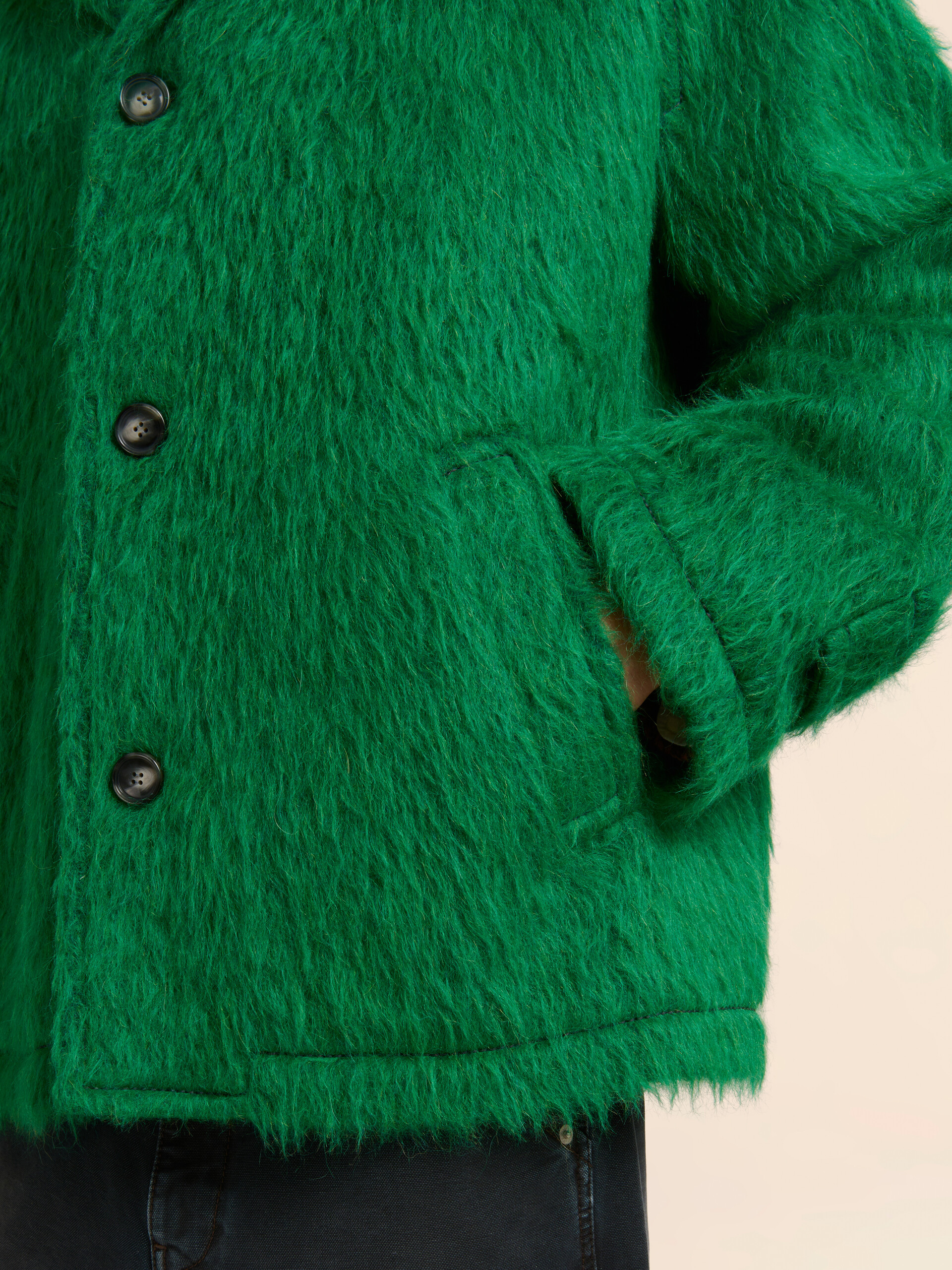 Green wool jacket with shaggy brushed finish - Jackets - Image 5
