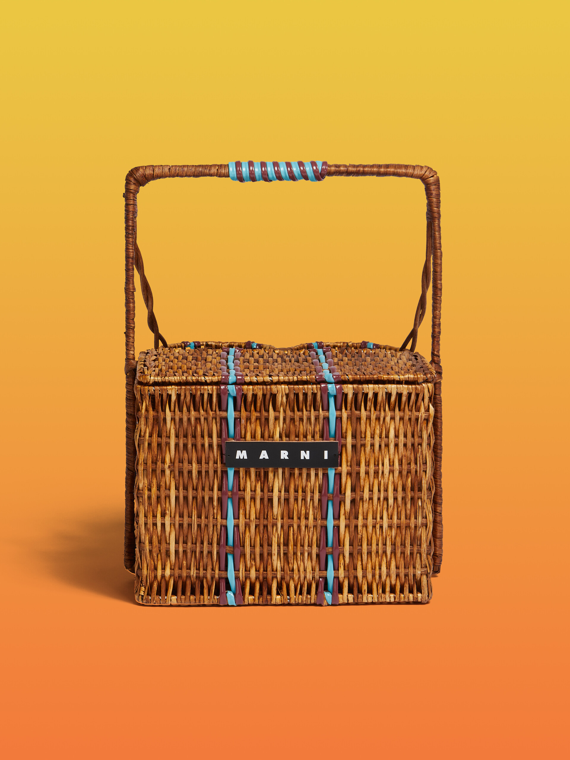 Brown natural fibre MARNI MARKET picnic basket - Accessories - Image 1