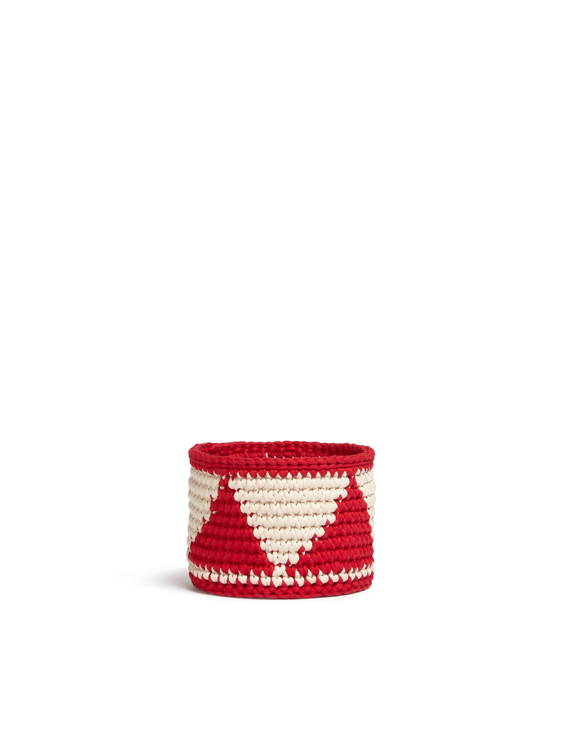 Small MARNI MARKET vase holder in white and red crochet - Furniture - Image 2