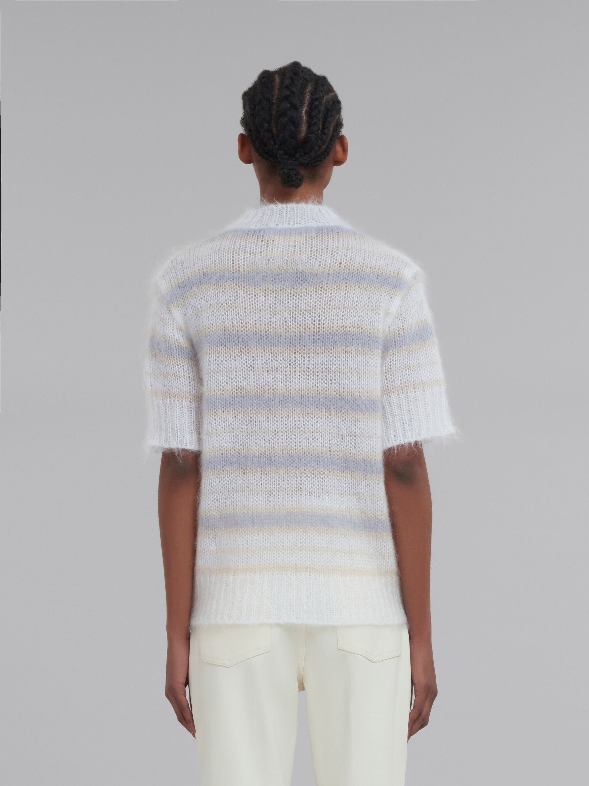 White mohair and wool striped top - Pullovers - Image 3