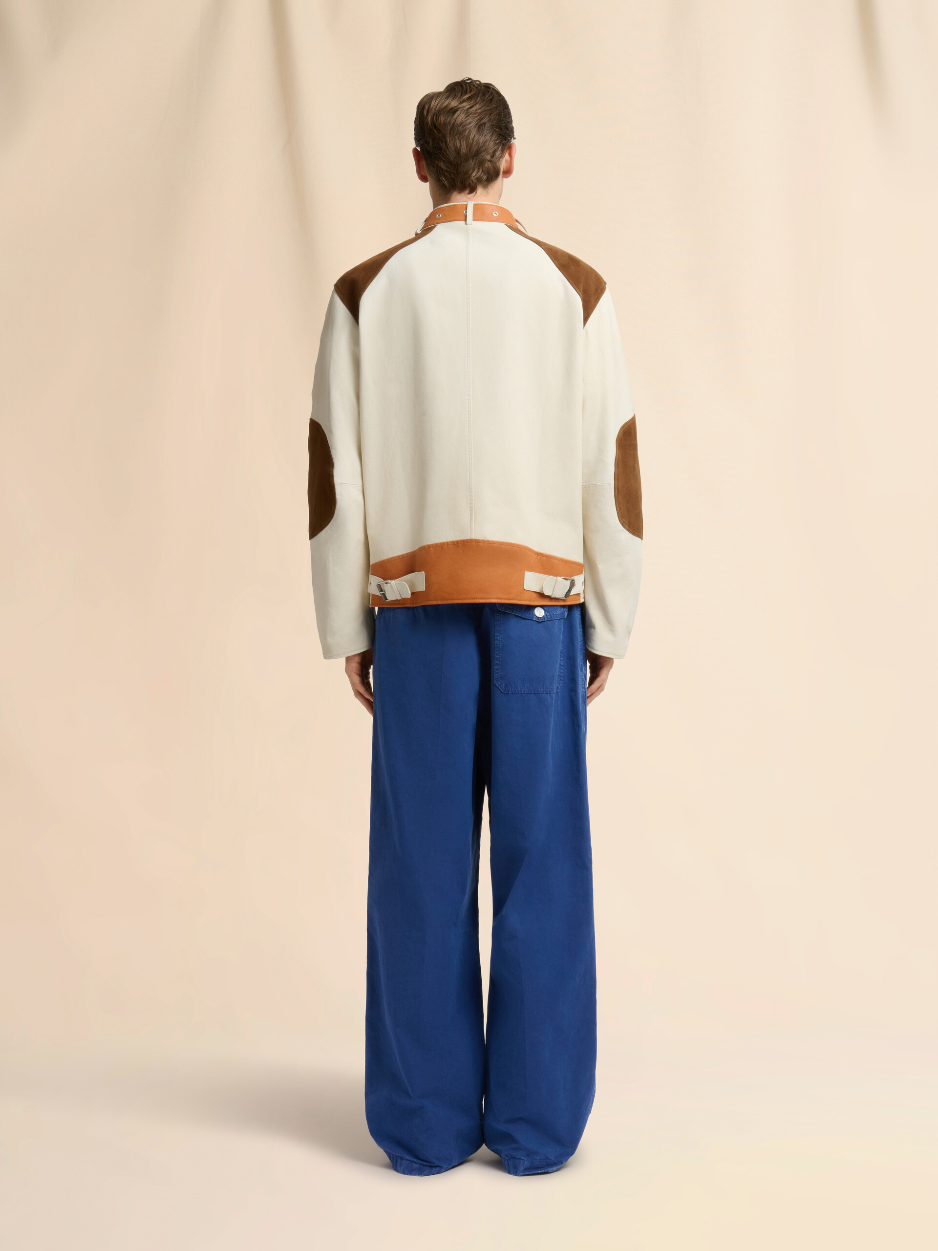 Cream nappa leather jacket with buckle collar - Jackets - Image 3