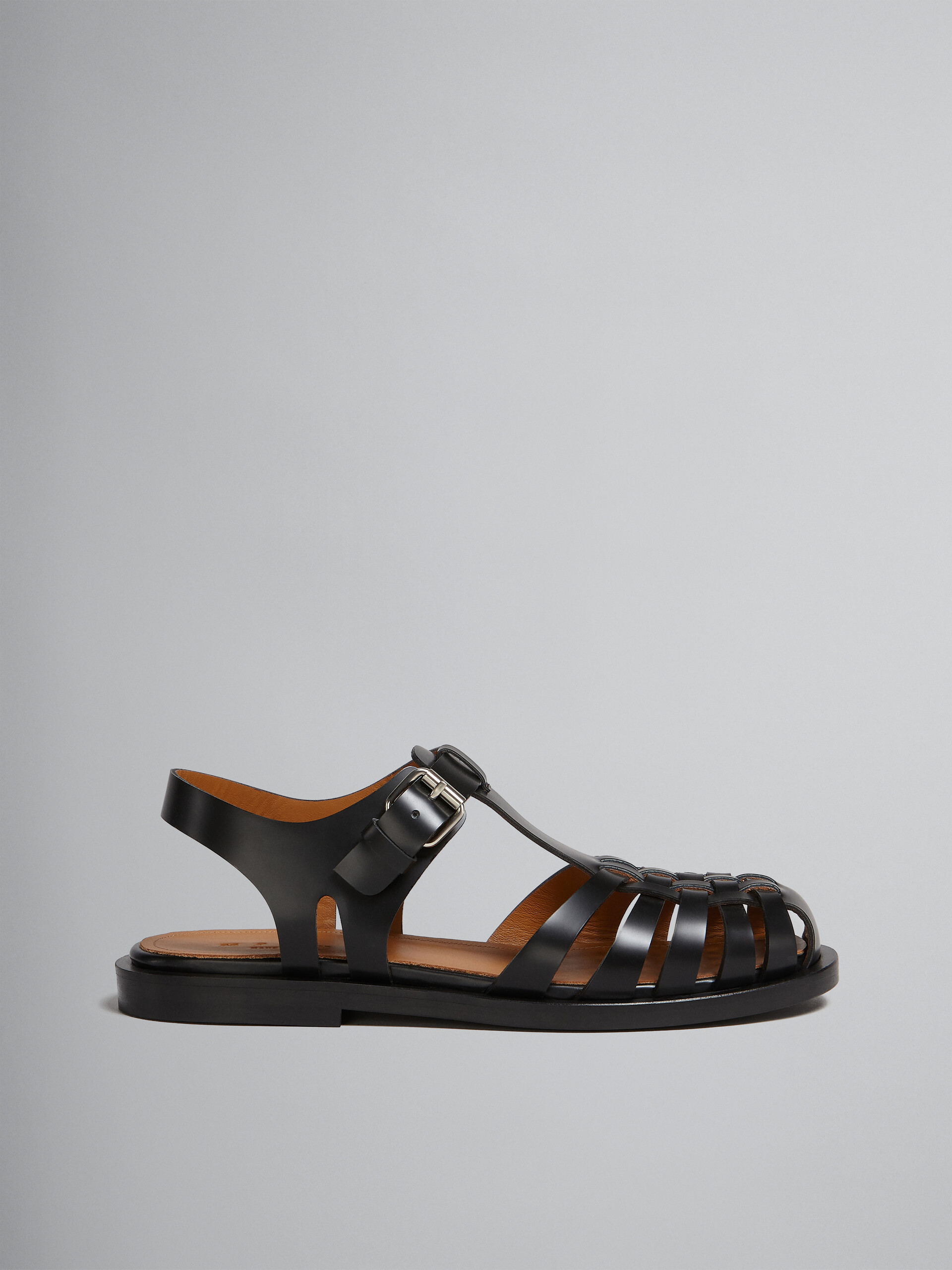 Black leather fisherman's sandal - Sandals - Image 1