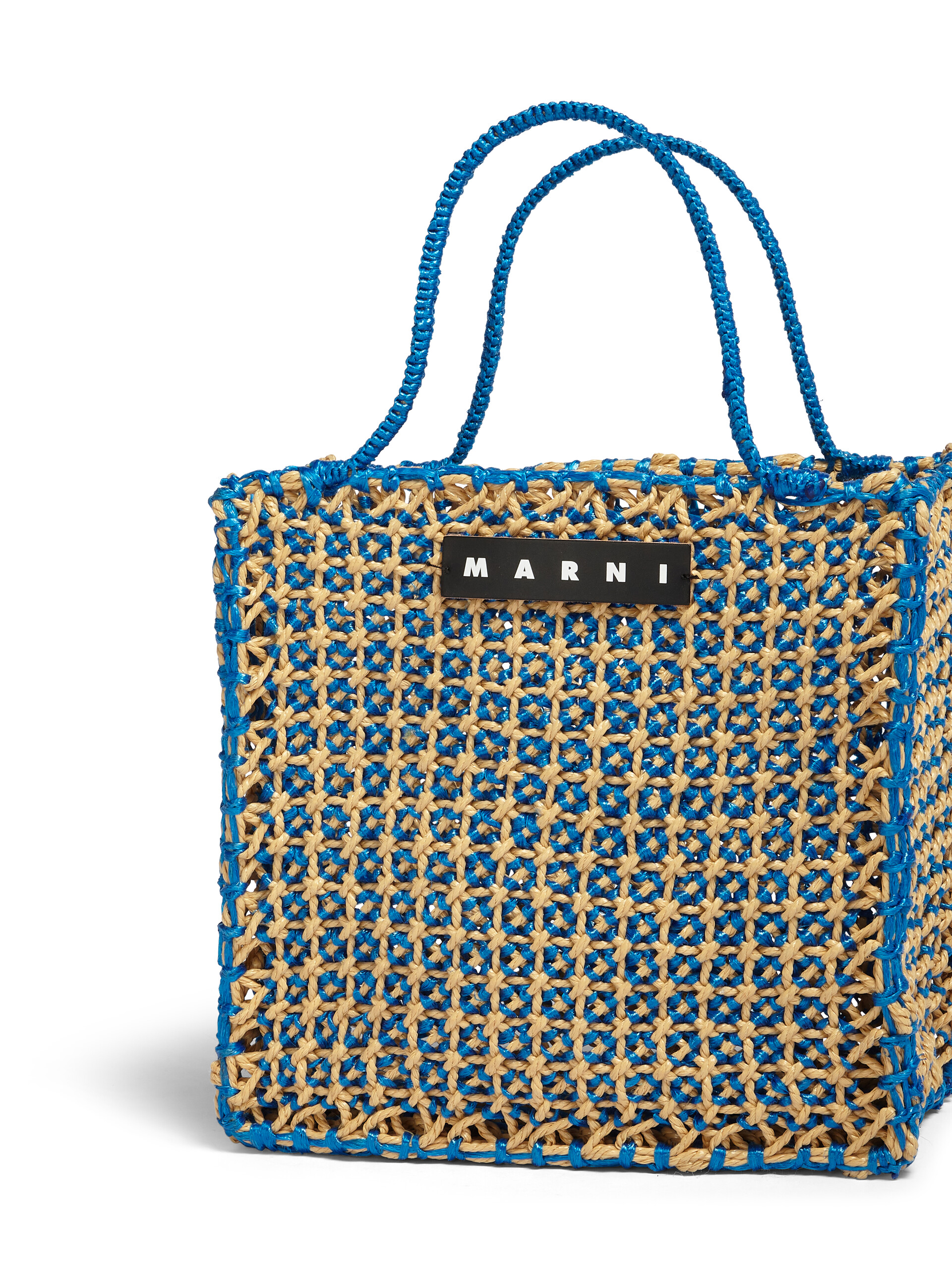 MARNI MARKET JURTA large bag in pale blue and beige crochet - Bags - Image 4