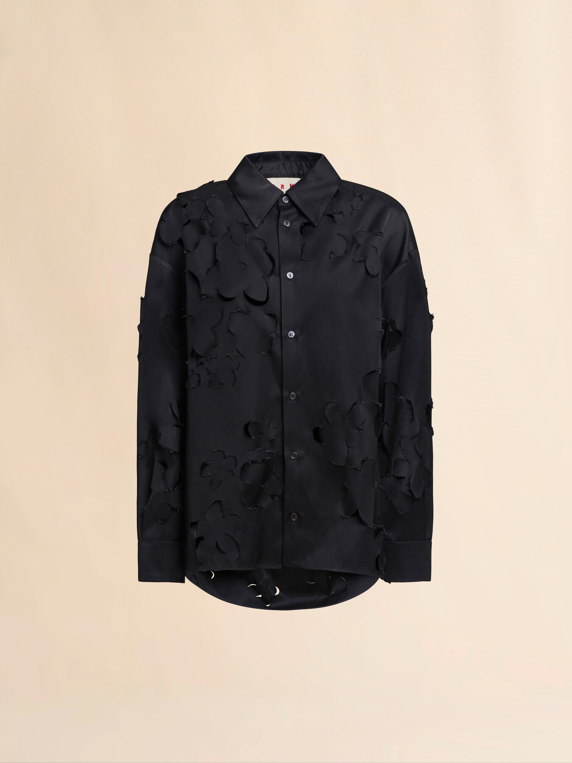 Camicia in duchesse indaco con dettagli cut-out - Camicie - Image 1
