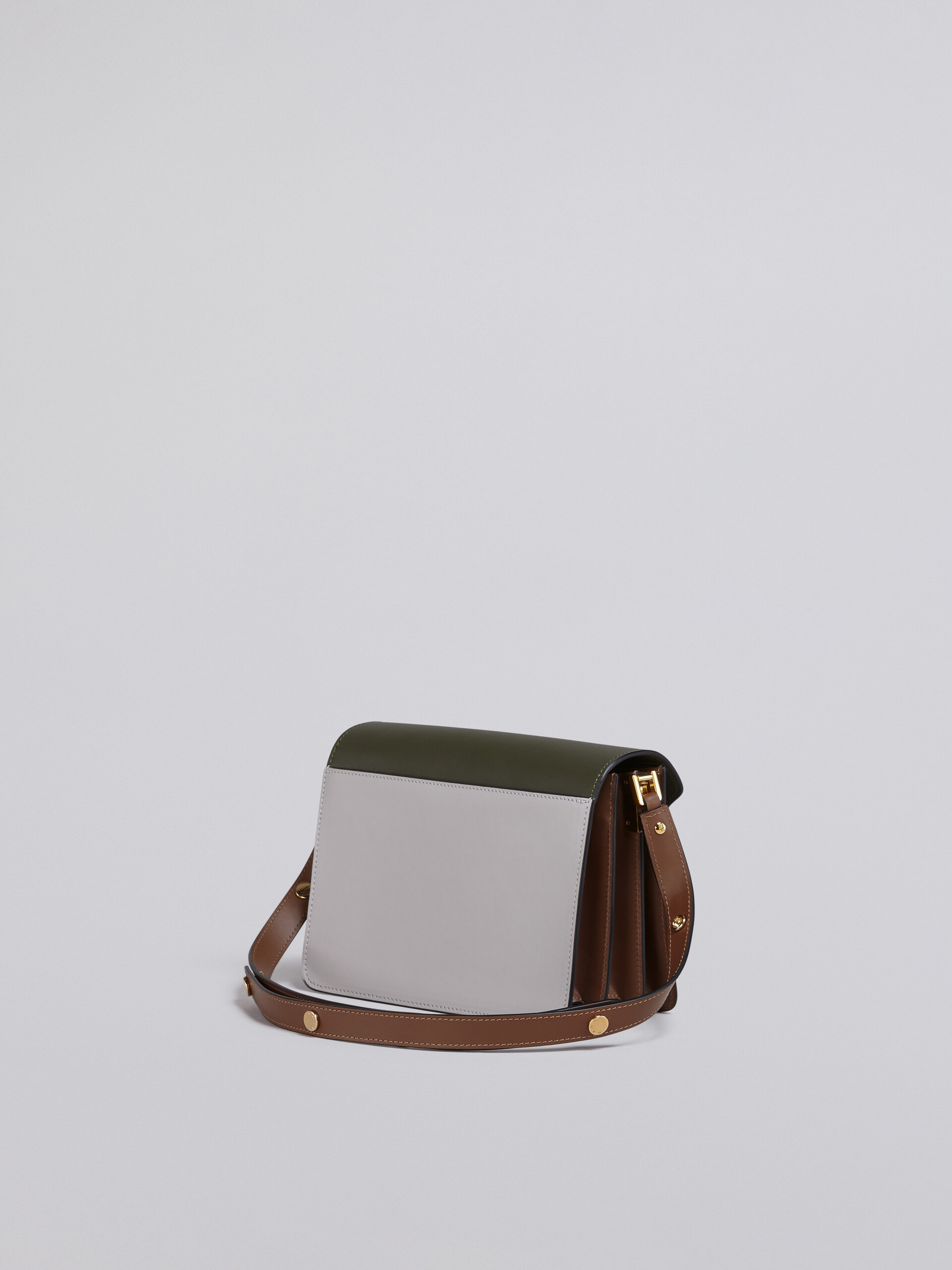 TRUNK medium bag in green grey and brown leather - Shoulder Bags - Image 2