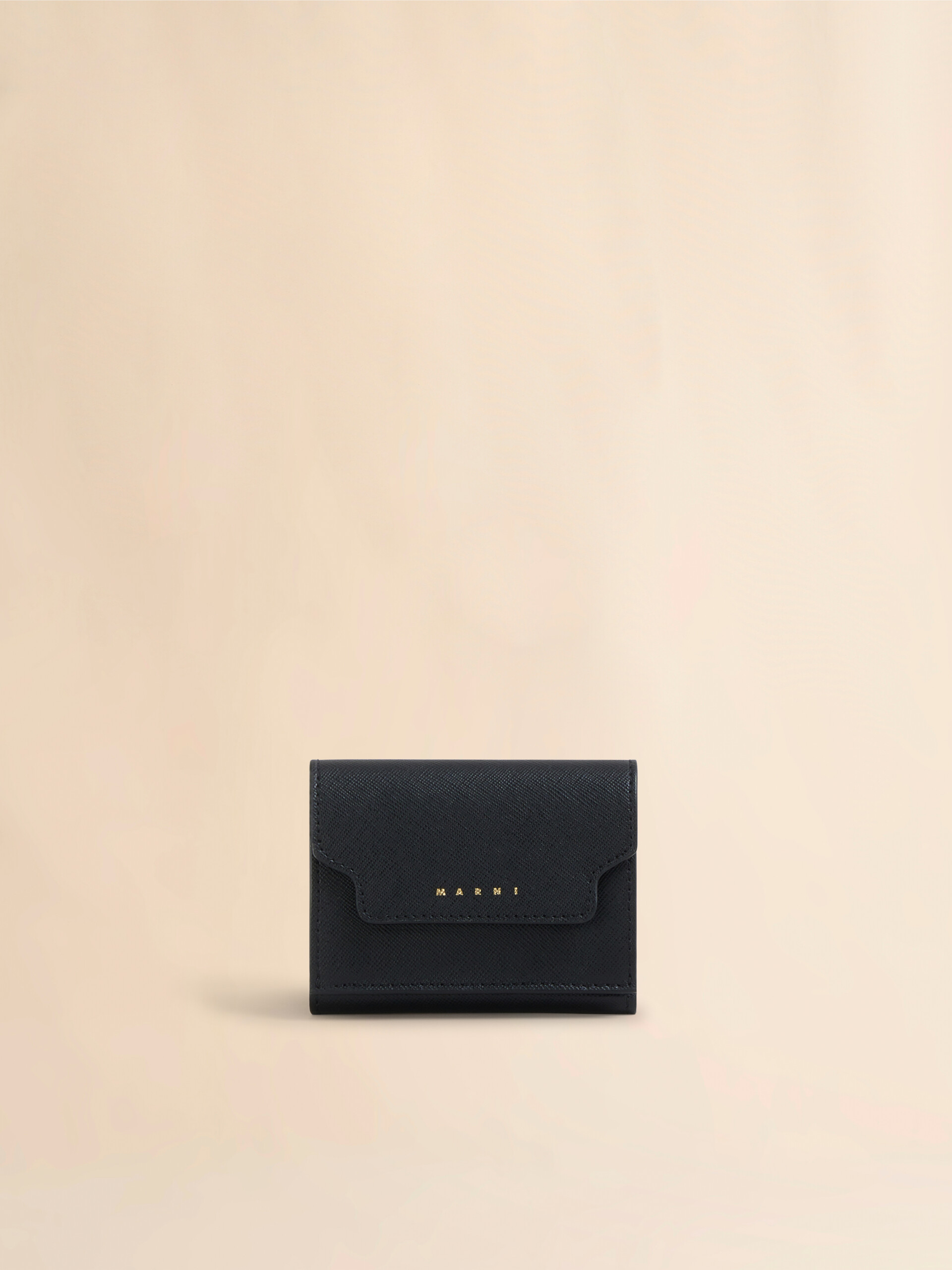 Black saffiano leather tri-fold wallet - Wallets - Image 1
