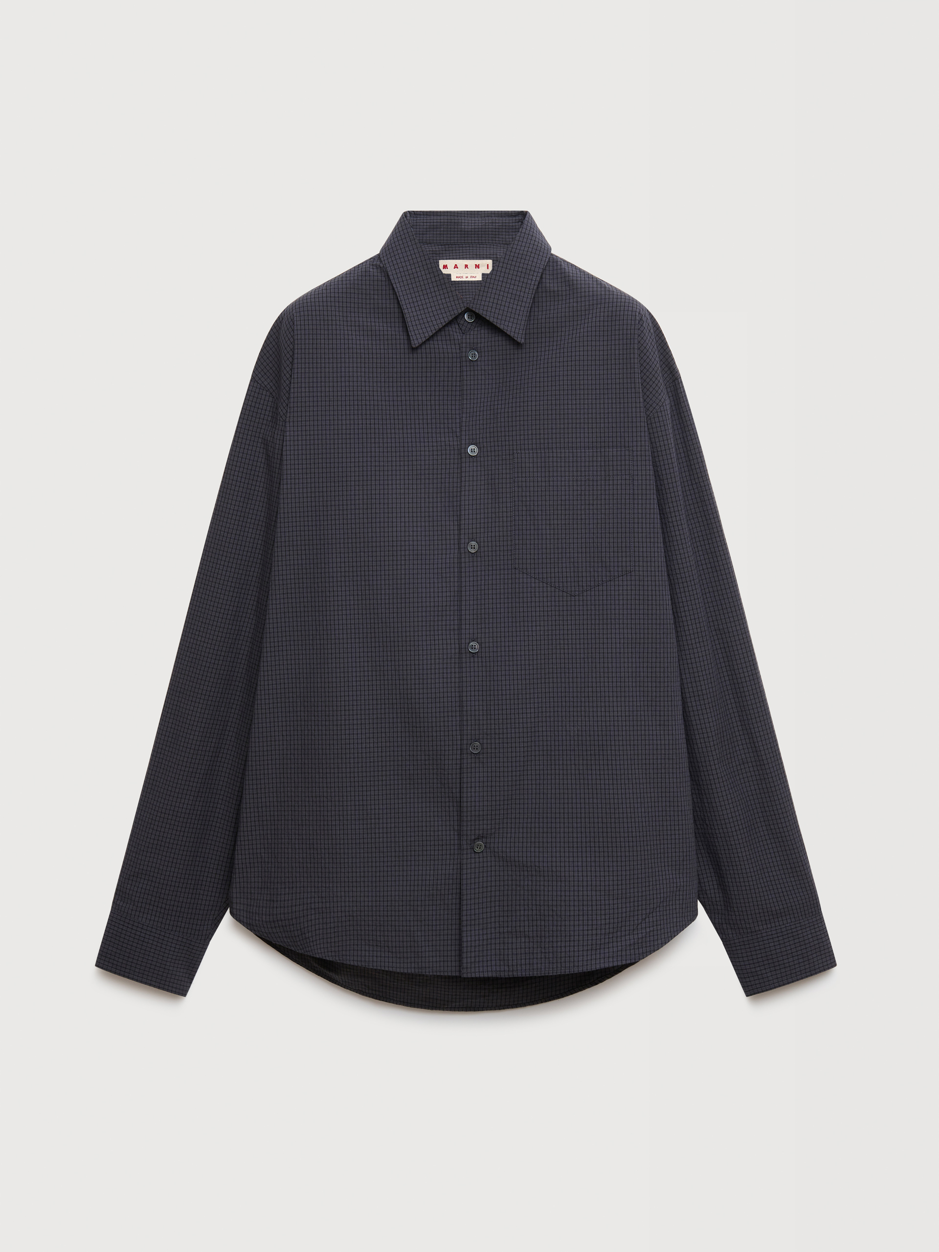 Deep grey checked poplin shirt - Shirts - Image 1