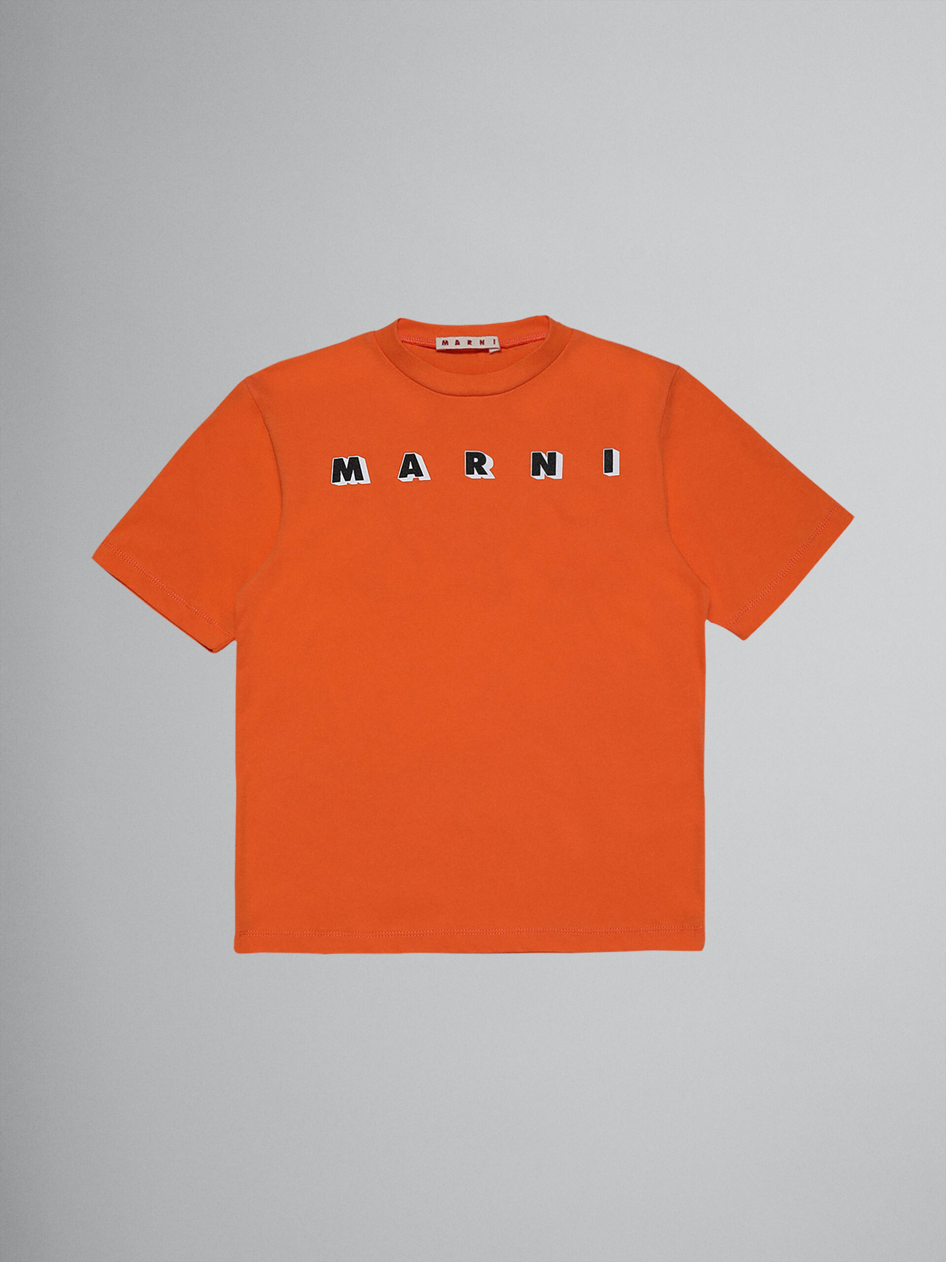 T-Shirt aus orangefarbenem Baumwolljersey mit Logo - T-shirts - Image 1
