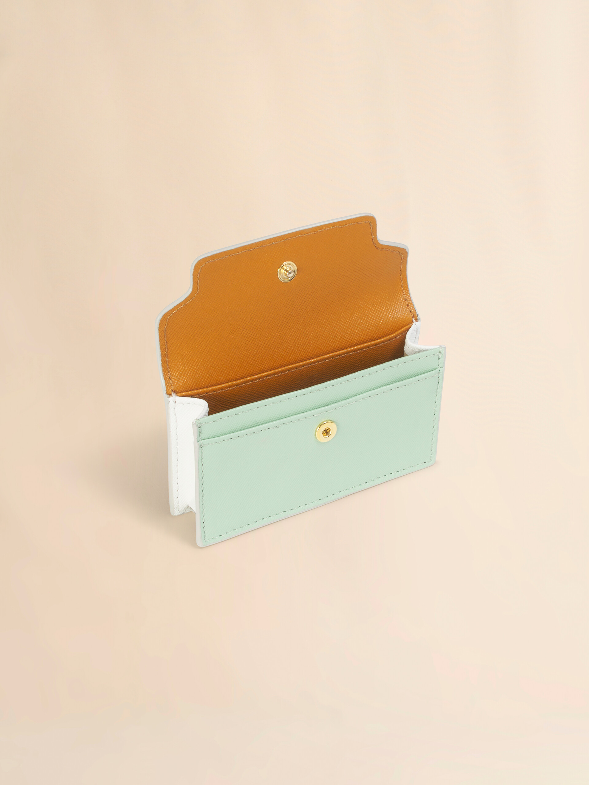 ブラウン ホワイト マスタード レザー製名刺入れ - 財布 - Image 2