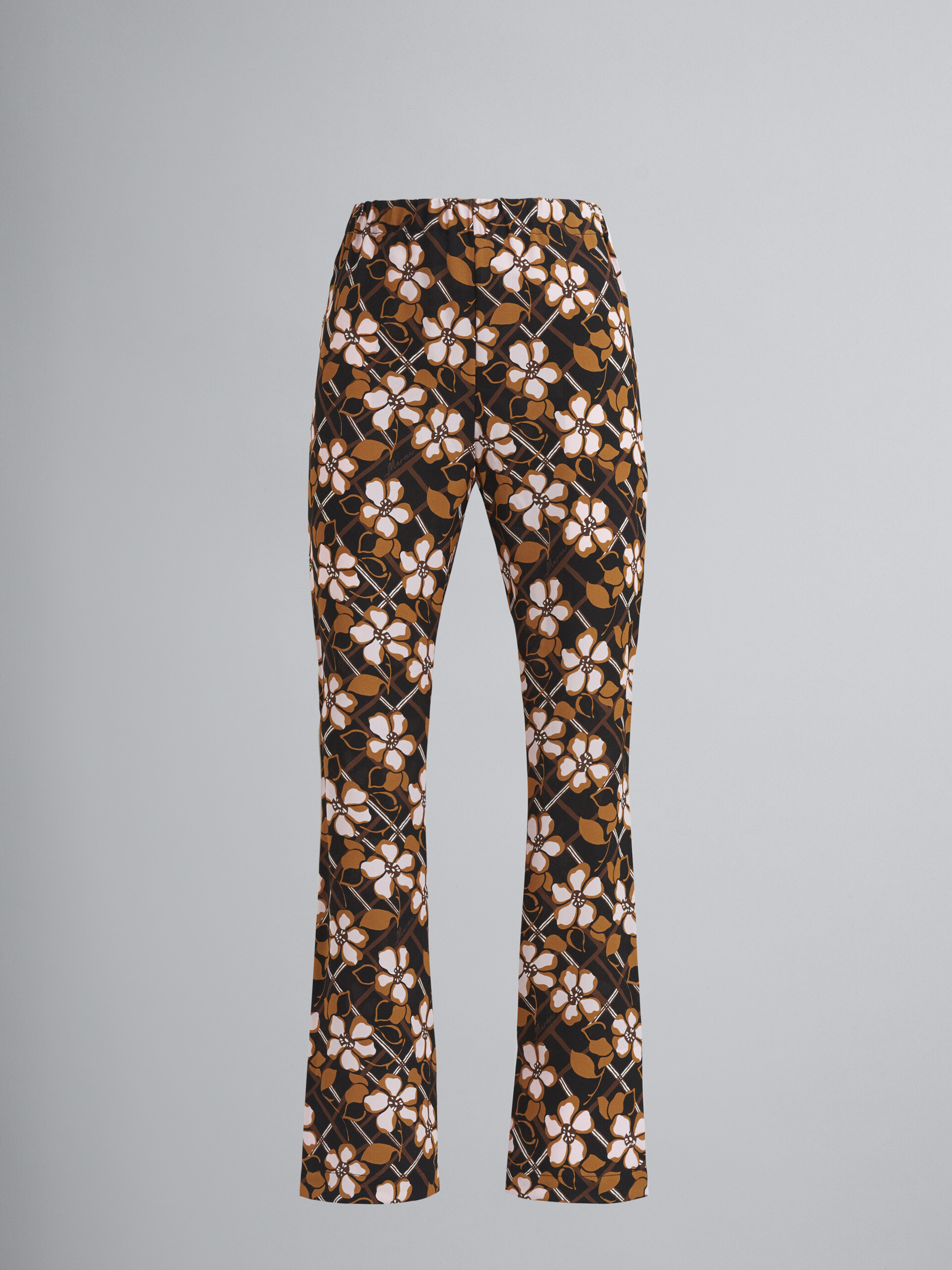 Pantaloni pigiama in sablé di viscosa stampa Flower Grid - Pantaloni - Image 1