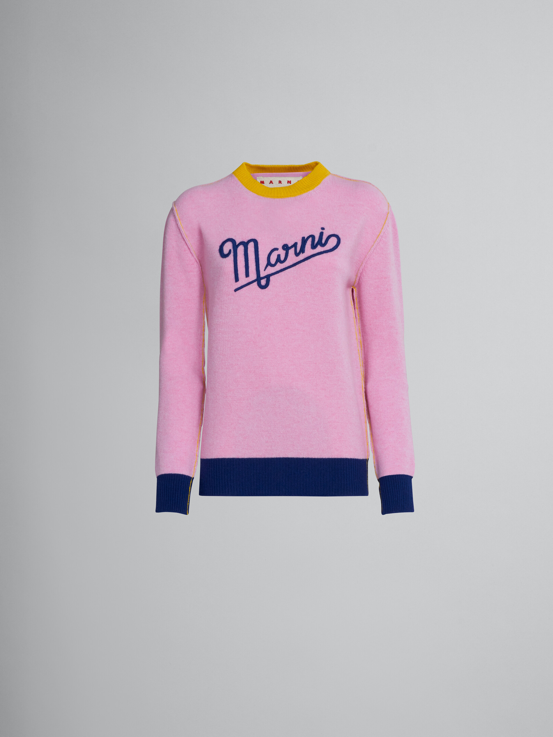 Pink wool sweater with logo - Pullovers - Image 1