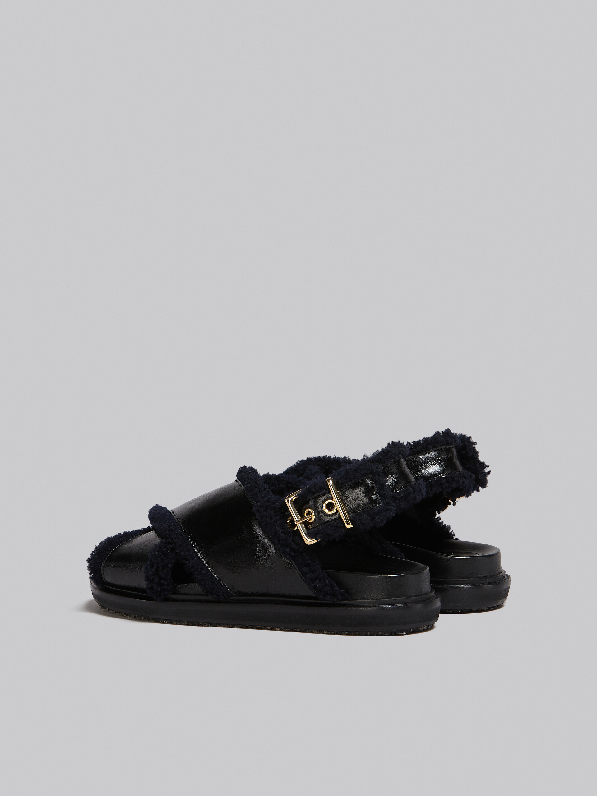 Black leather and merinos Fussbett - Sandals - Image 3