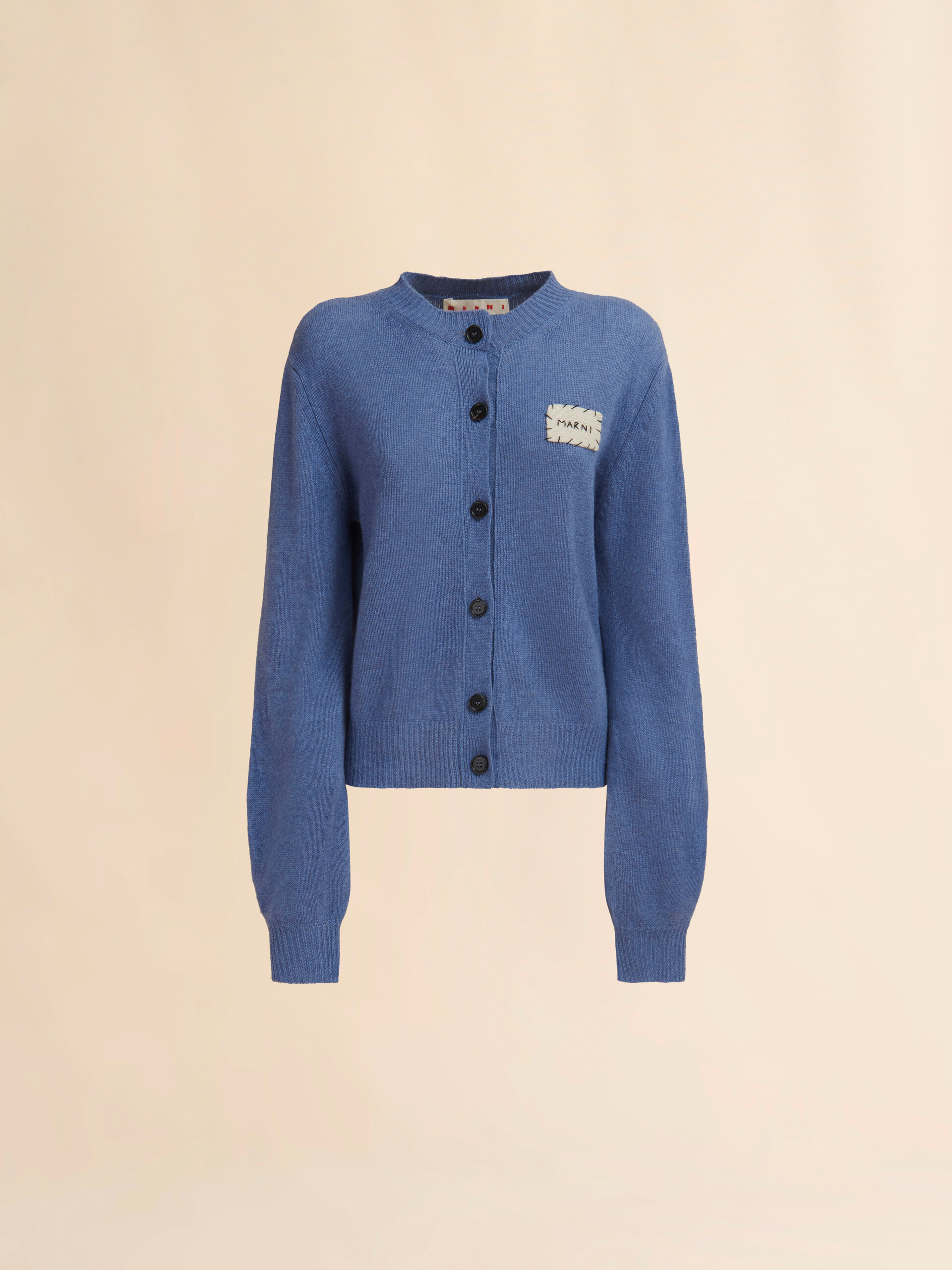 Blue cashmere cardigan with Marni patch - Pullovers - Image 1