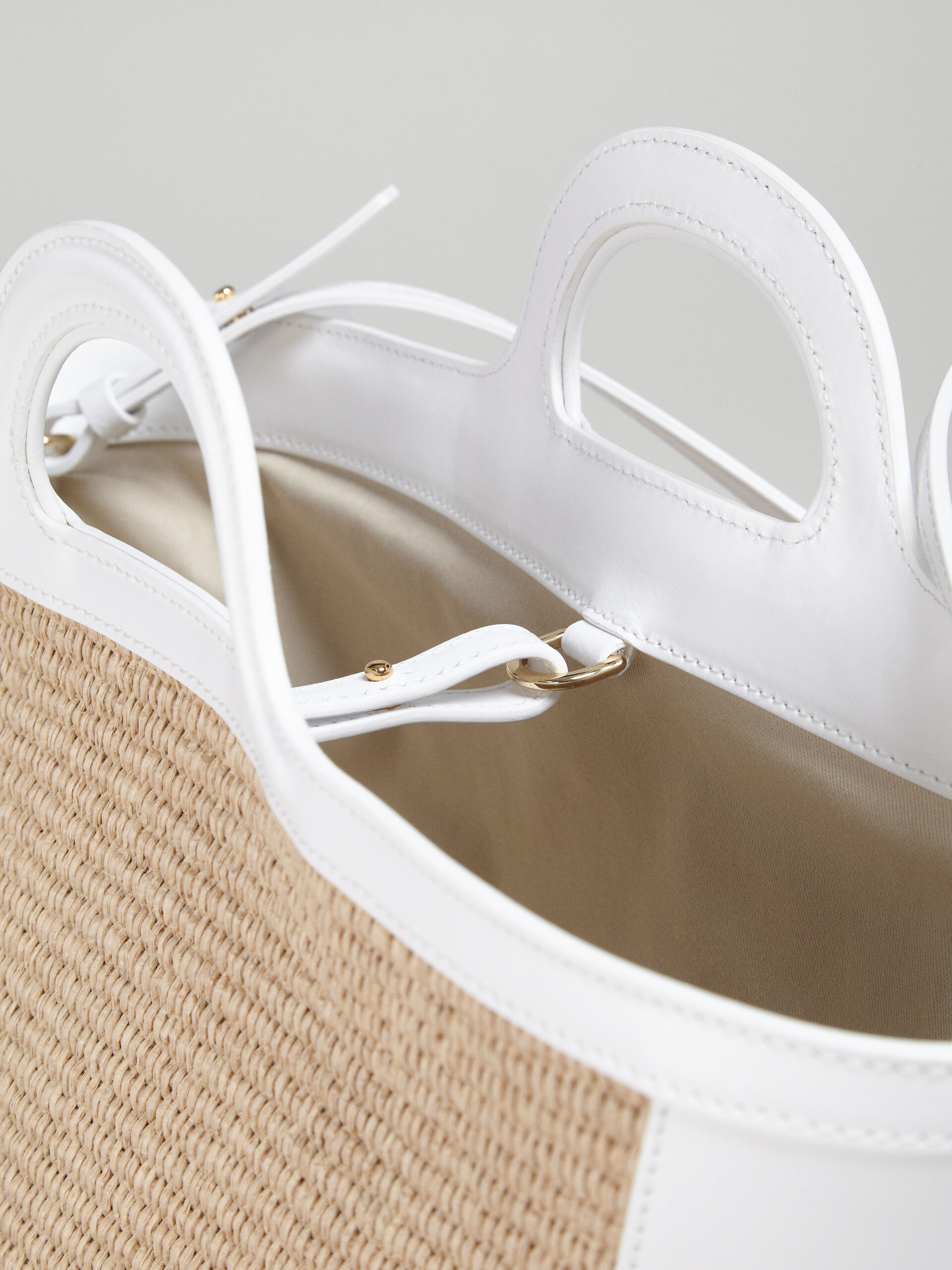 Tropicalia Small Bag in white leather and raffia - Handbag - Image 4
