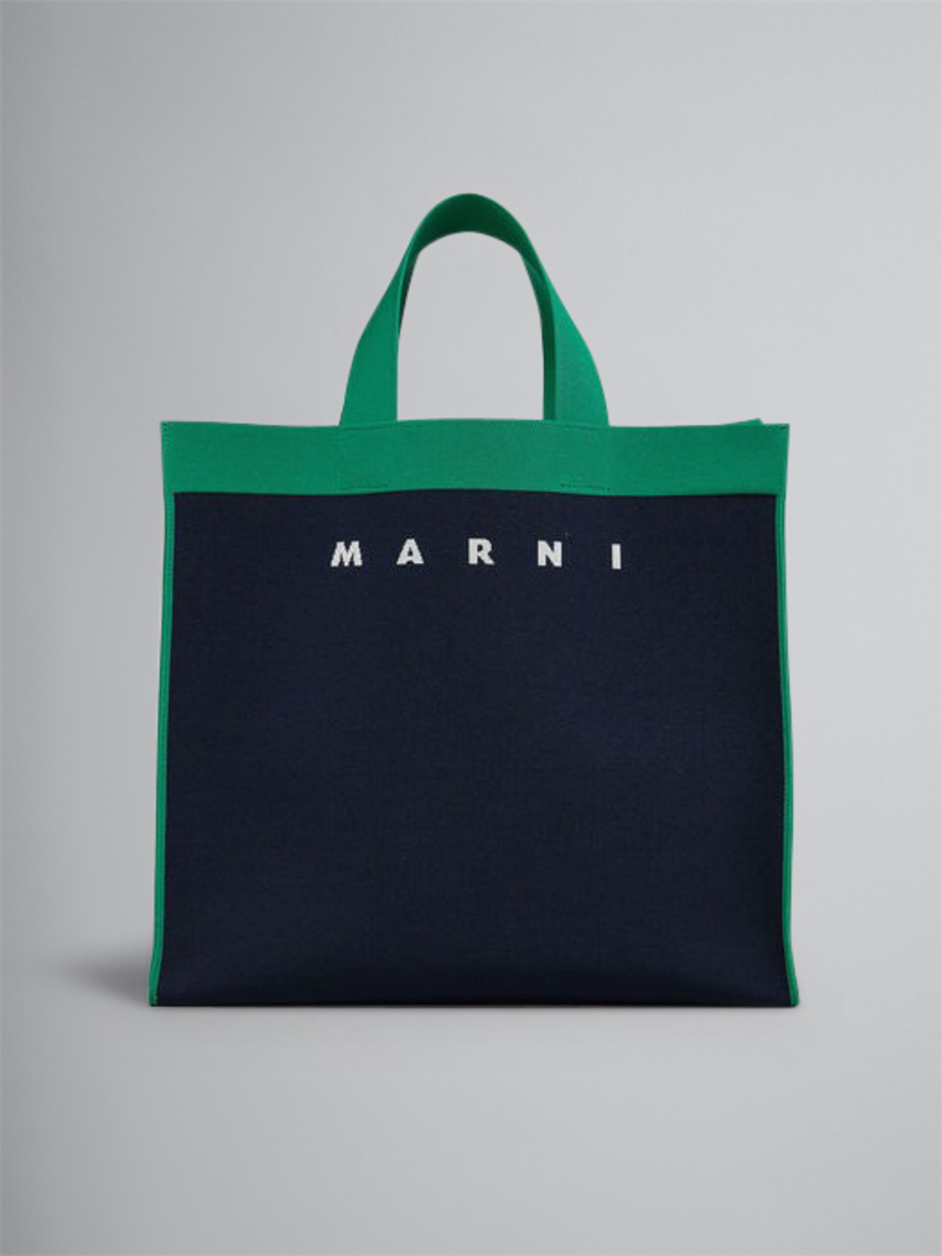 Large shopping bag in blueblack and green jacquard - Shopping Bags - Image 1