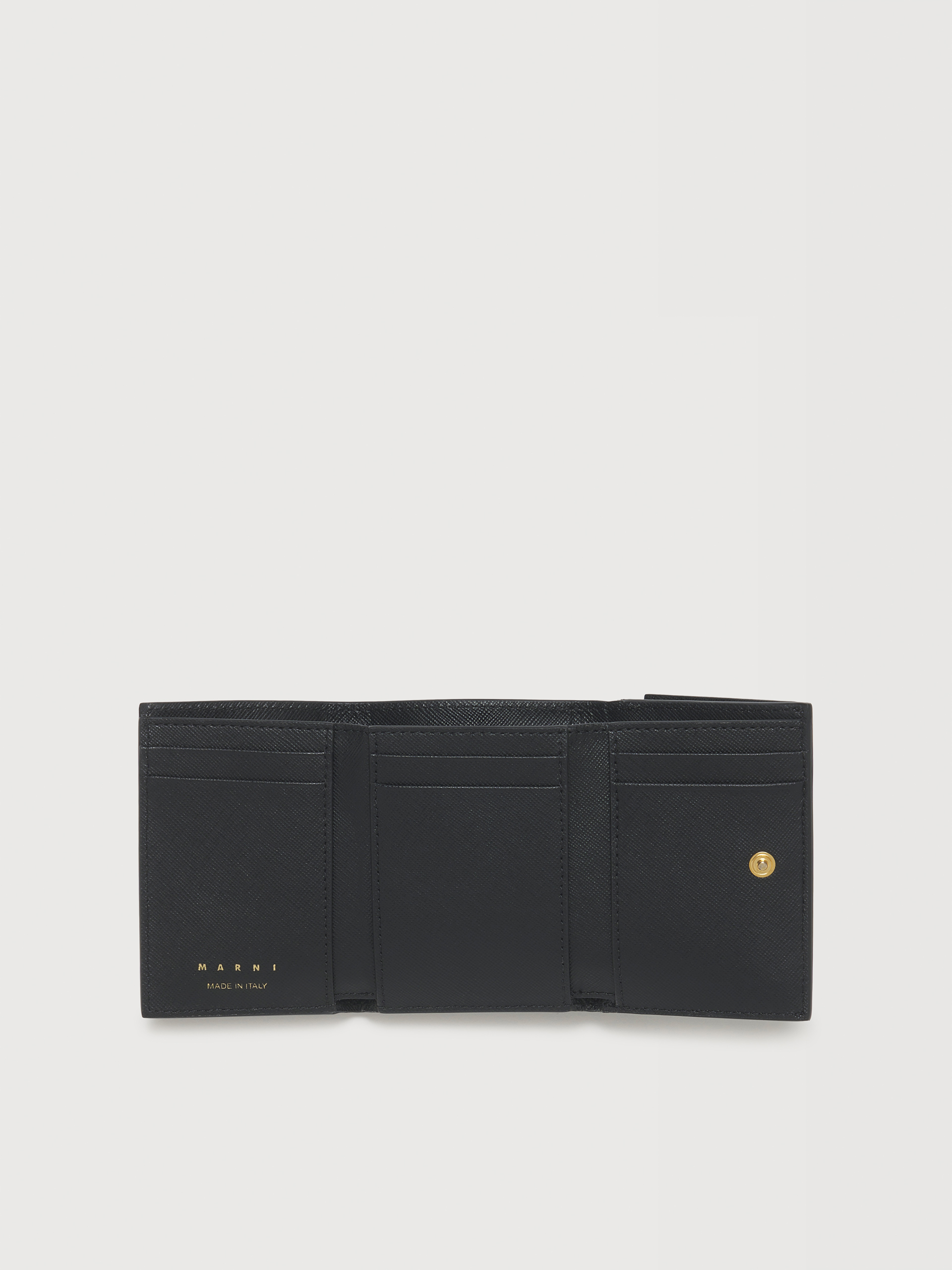 ブラック サフィアーノレザー製三つ折りウォレット - 財布 - Image 2