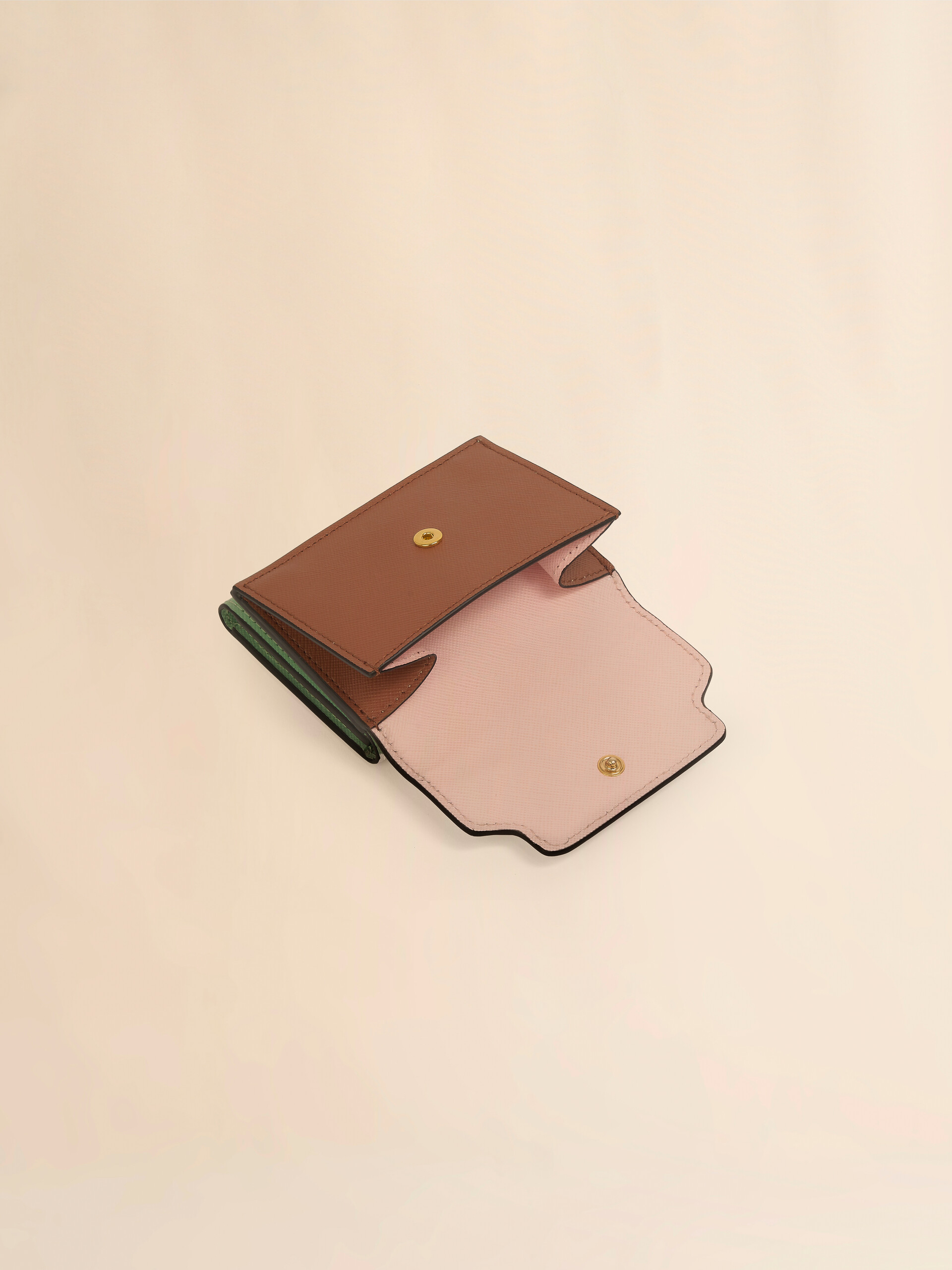 ブルー、ベージュ＆ライトブルー サフィアーノレザー製三つ折りウォレット - 財布 - Image 5