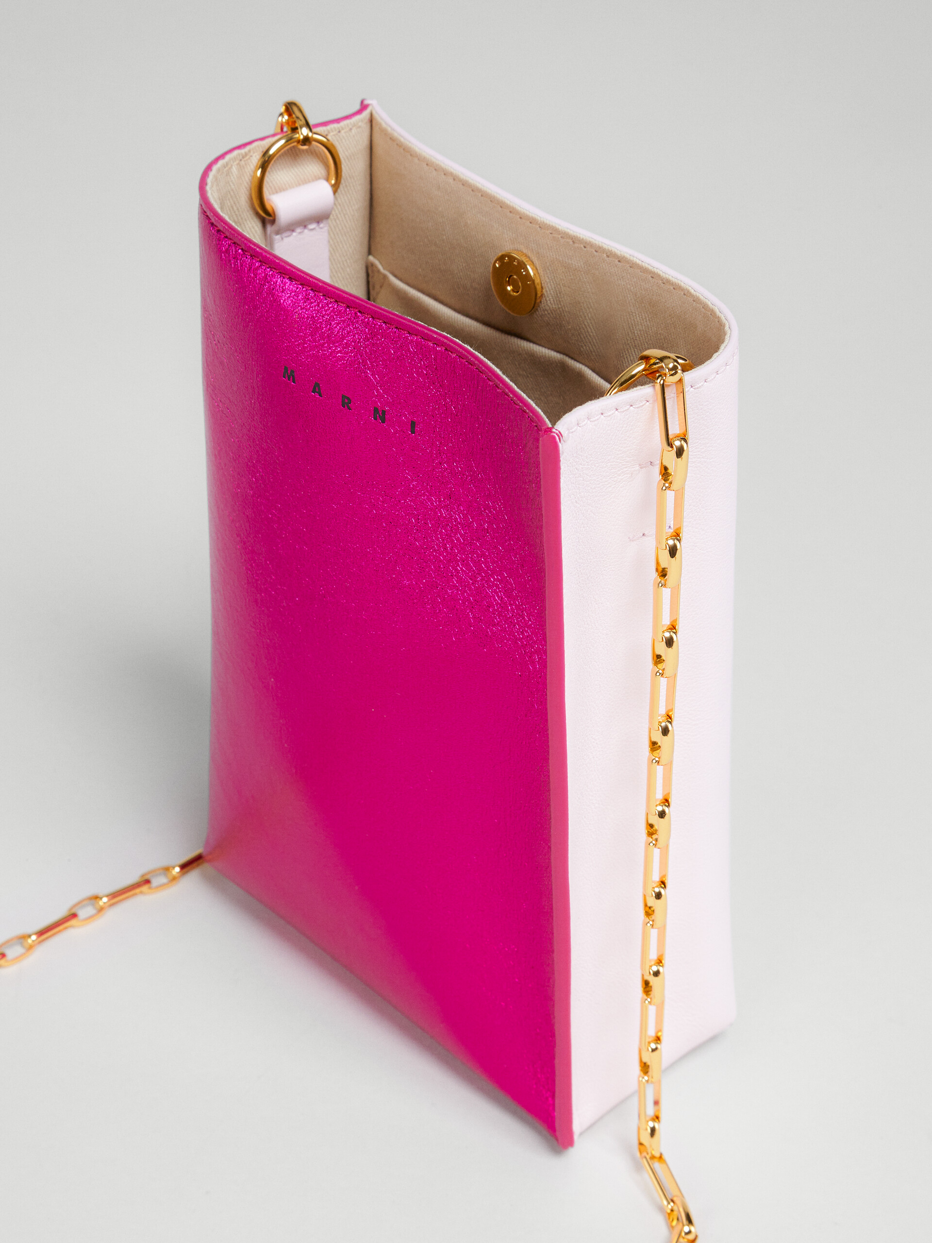 MUSEO SOFT Tasche aus Metallic-Leder in Fuchsia und Rosa - Schultertaschen - Image 4
