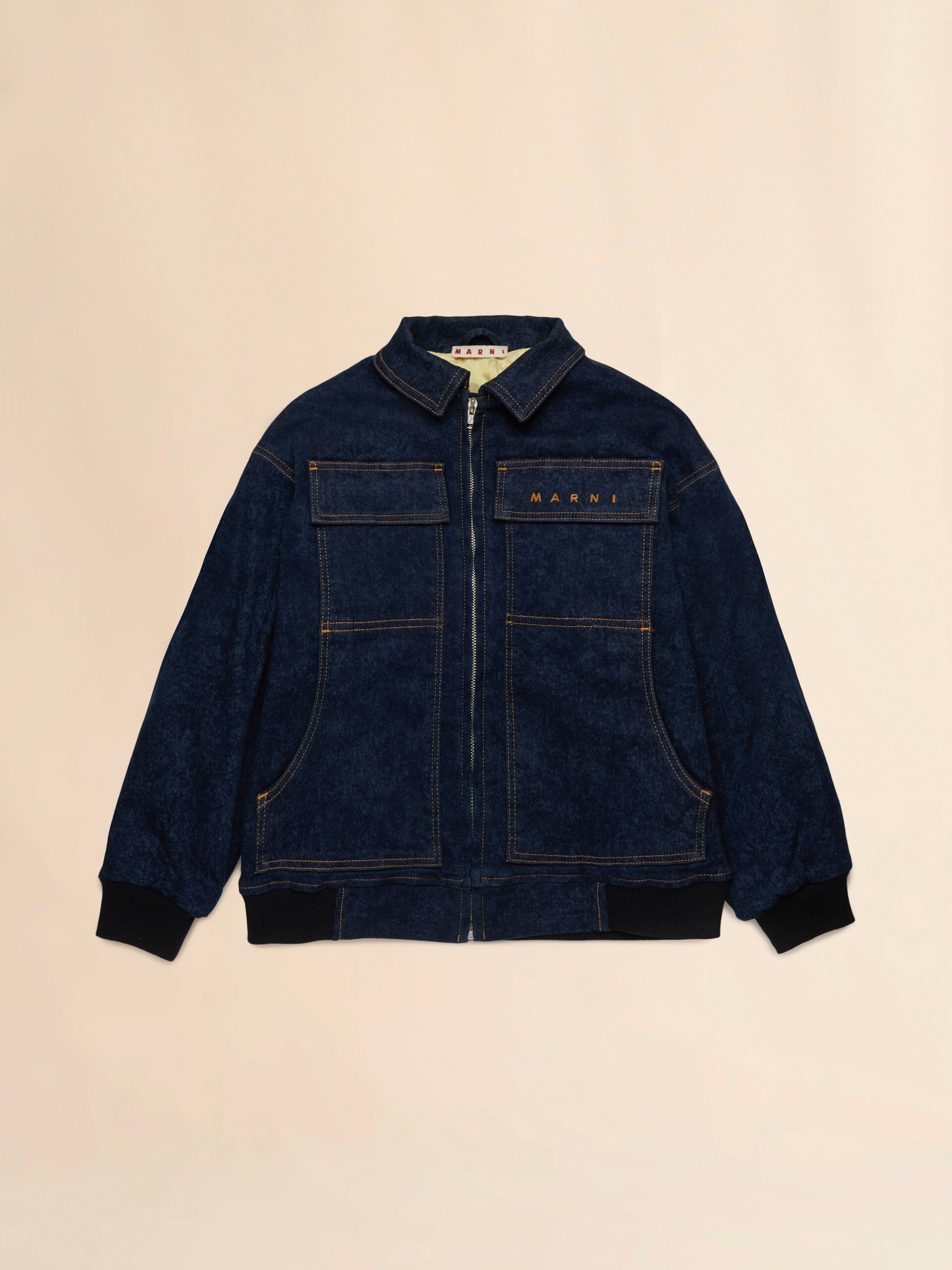 Blue denim jacket with embroidered Marni logo - Jackets - Image 1