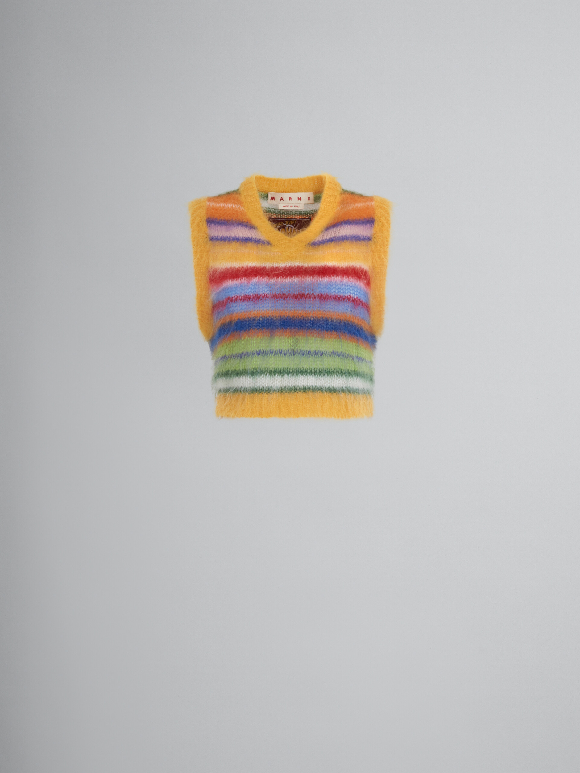 Multicoloured cropped mohair and wool striped vest - Pullovers - Image 1