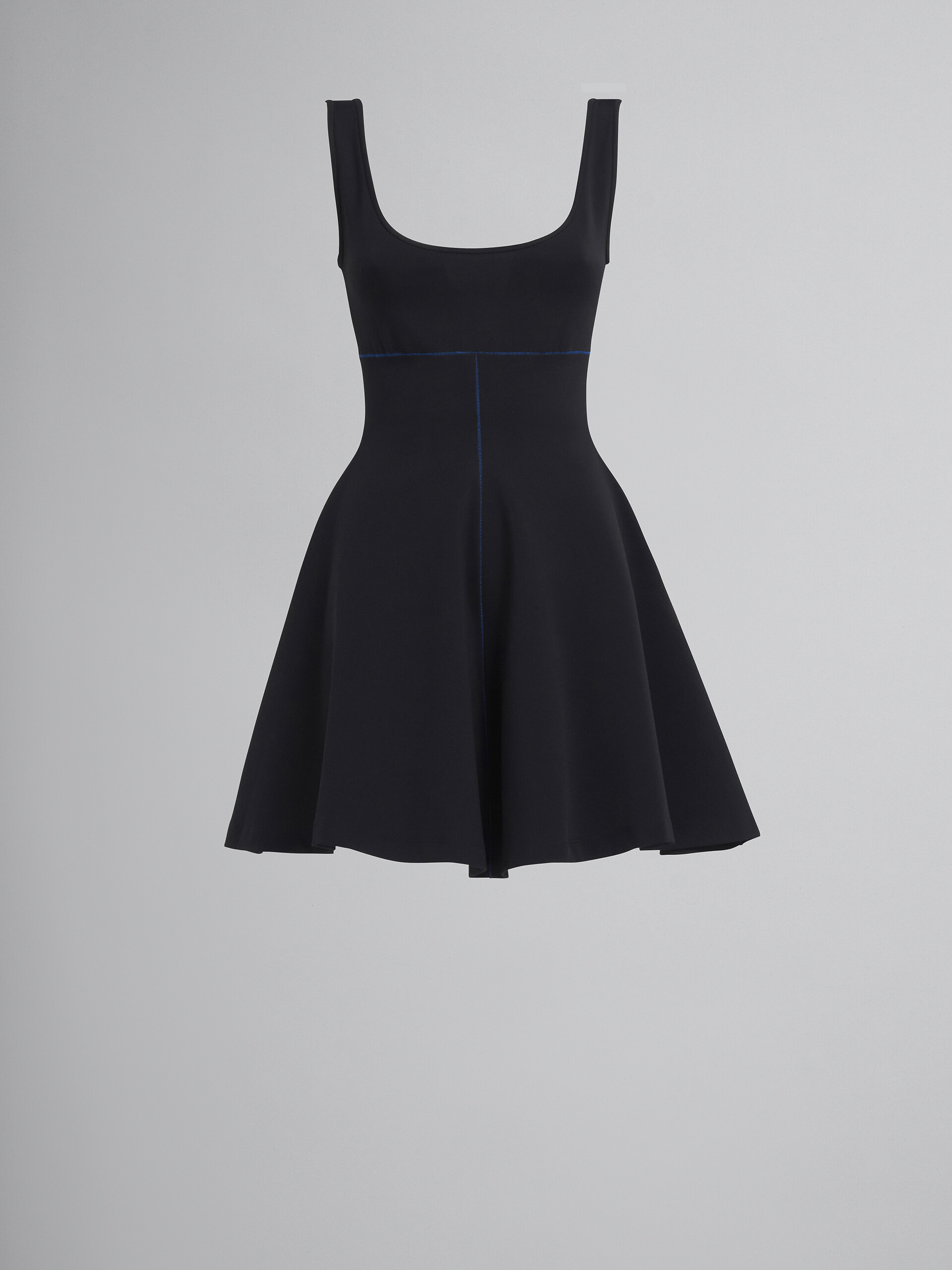 Short dress in black stretch fabric - Dresses - Image 1