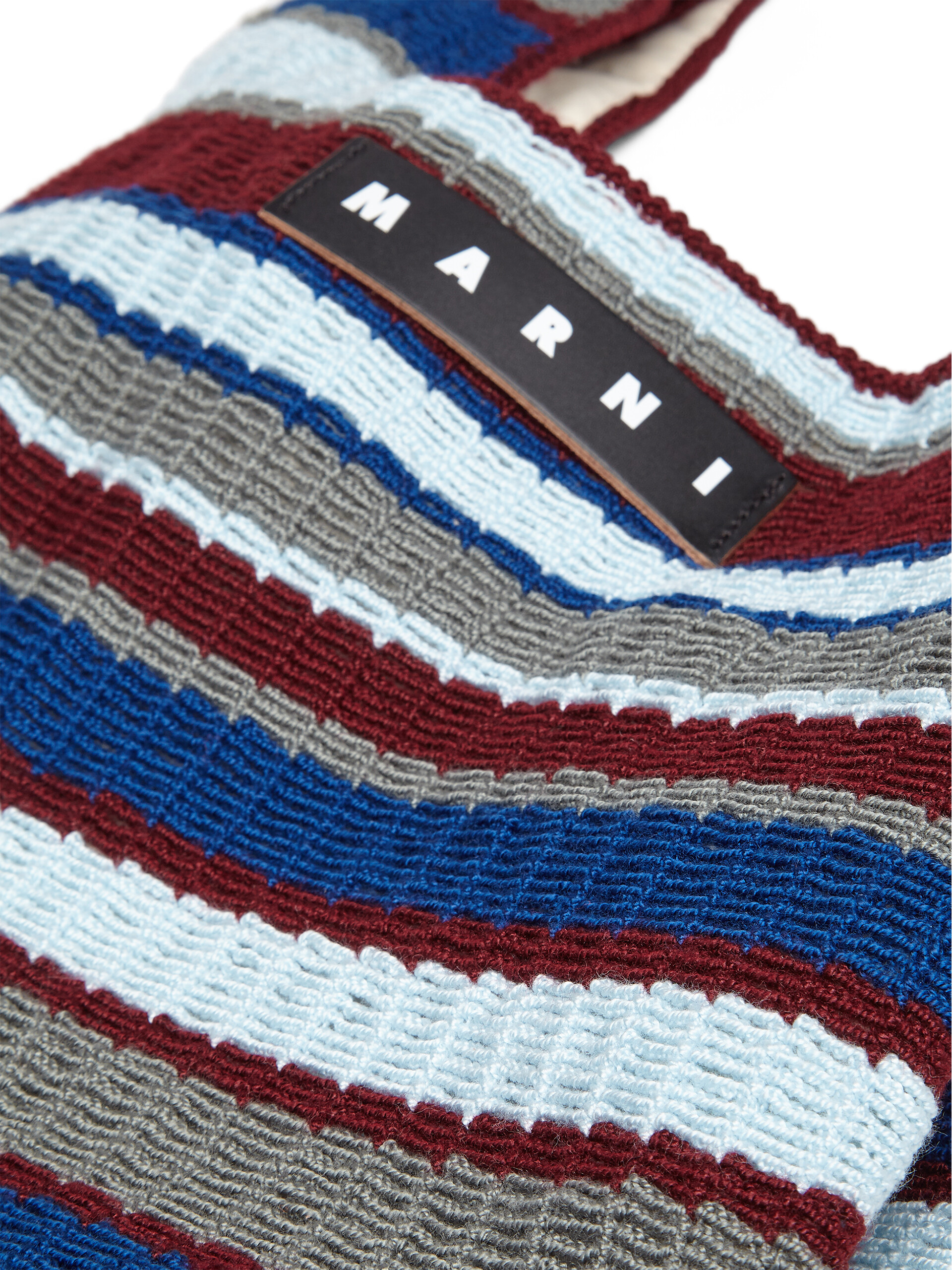 MARNI MARKET FISH bag in white and blue crochet - Bags - Image 4