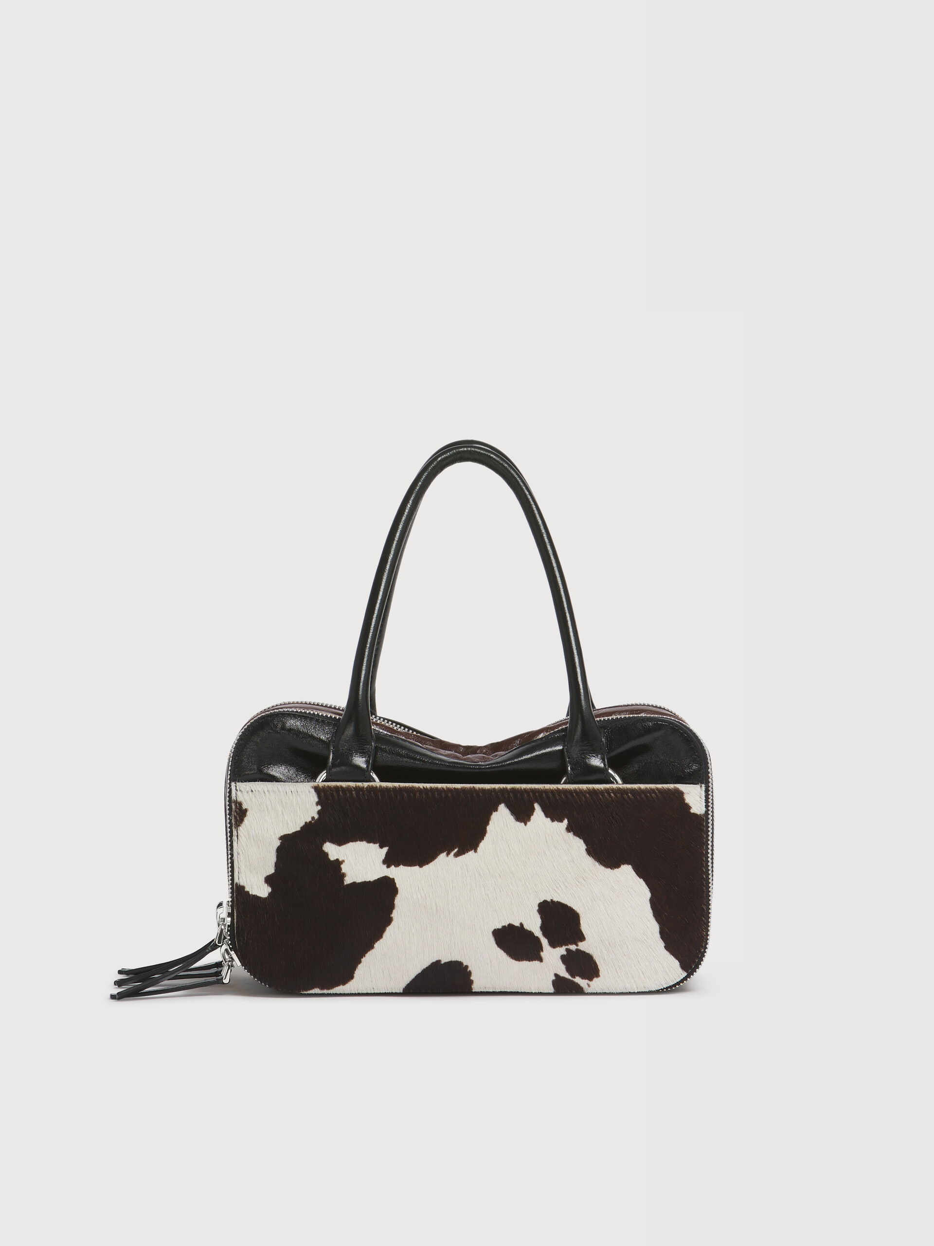 Borsa Boxyne piccola in pelle e cavallino stampa mucca - Borse a mano - Image 1