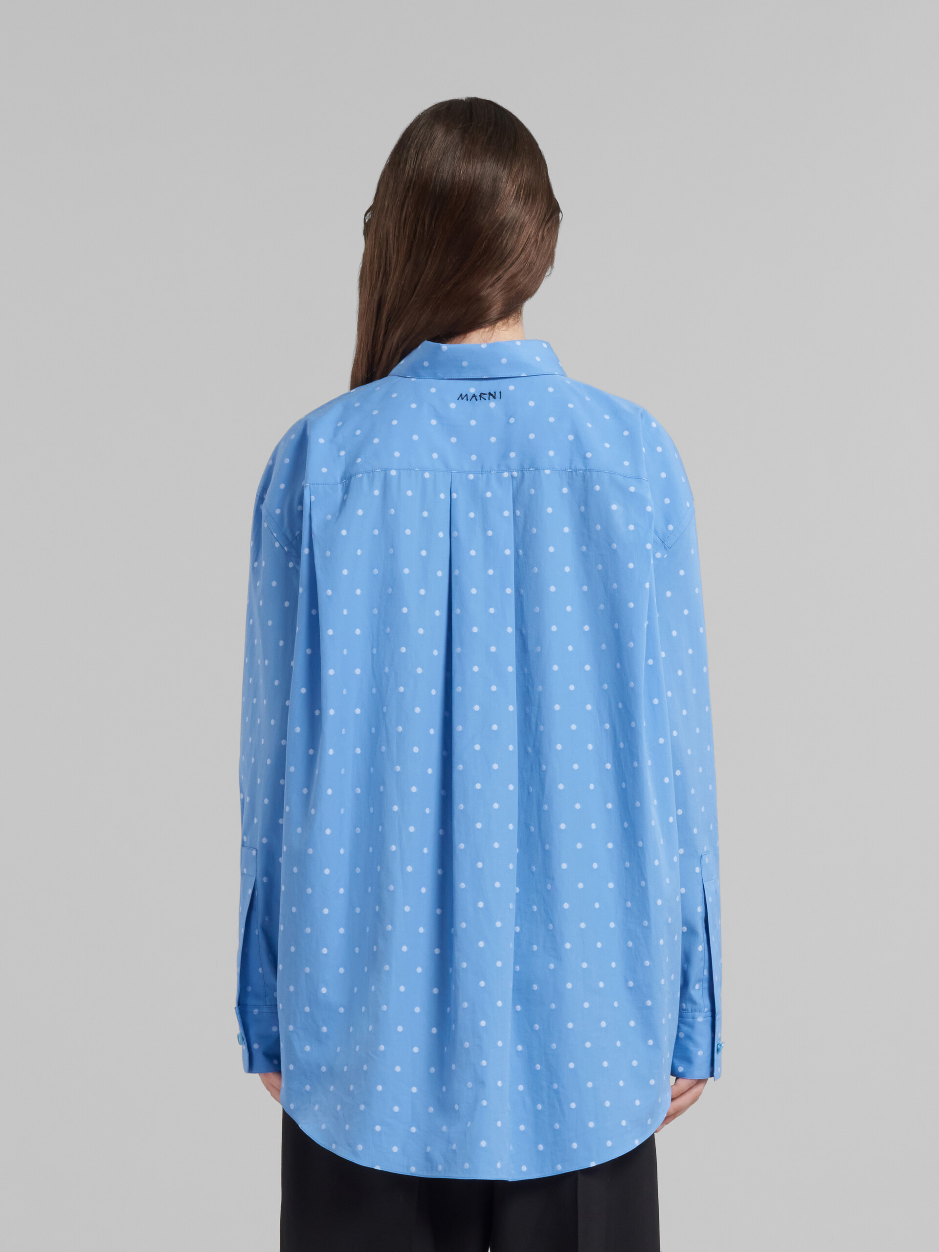 Light blue poplin shirt with polka dots - Shirts - Image 3