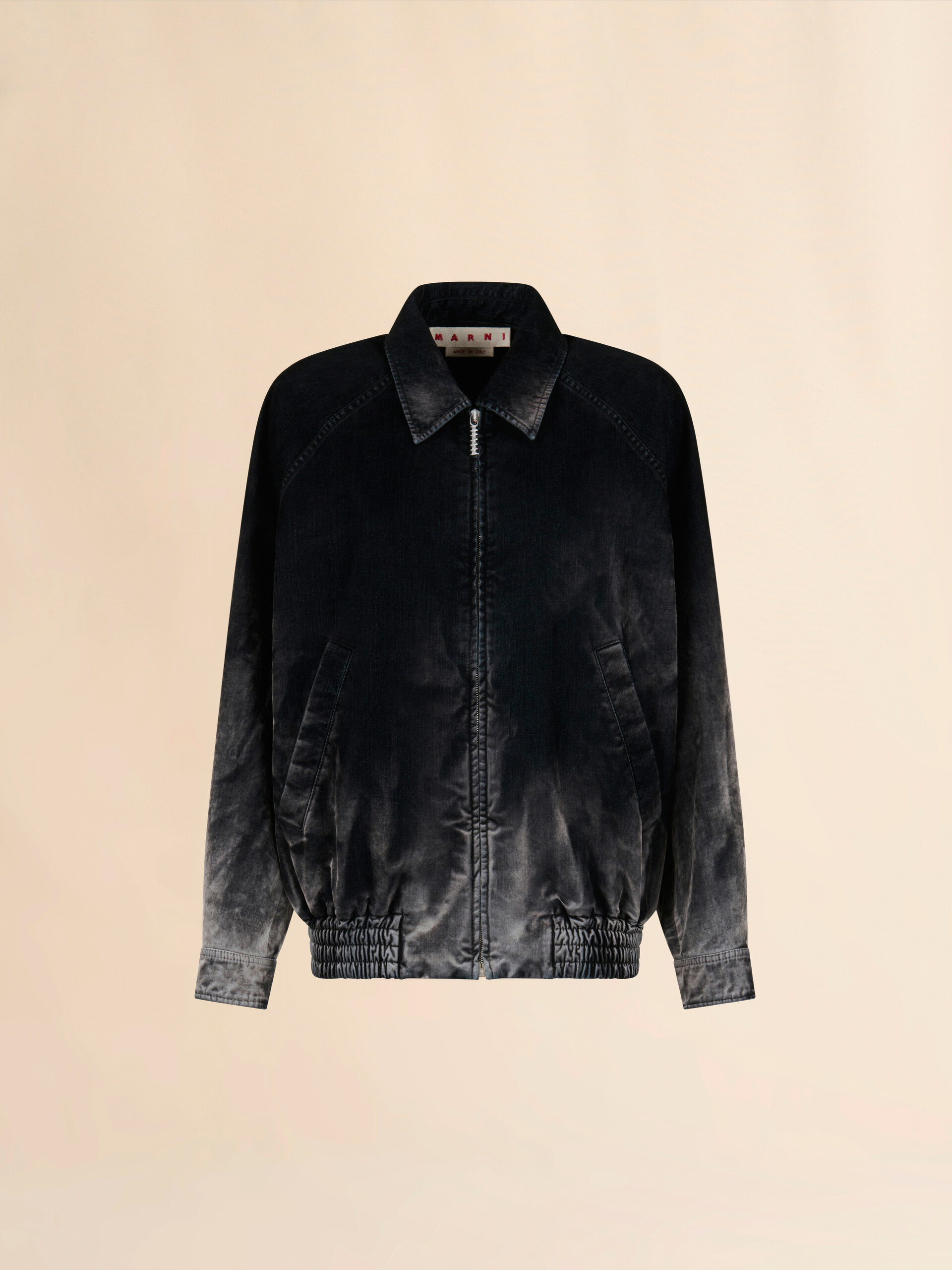 Black flocked denim bomber jacket - Jackets - Image 1
