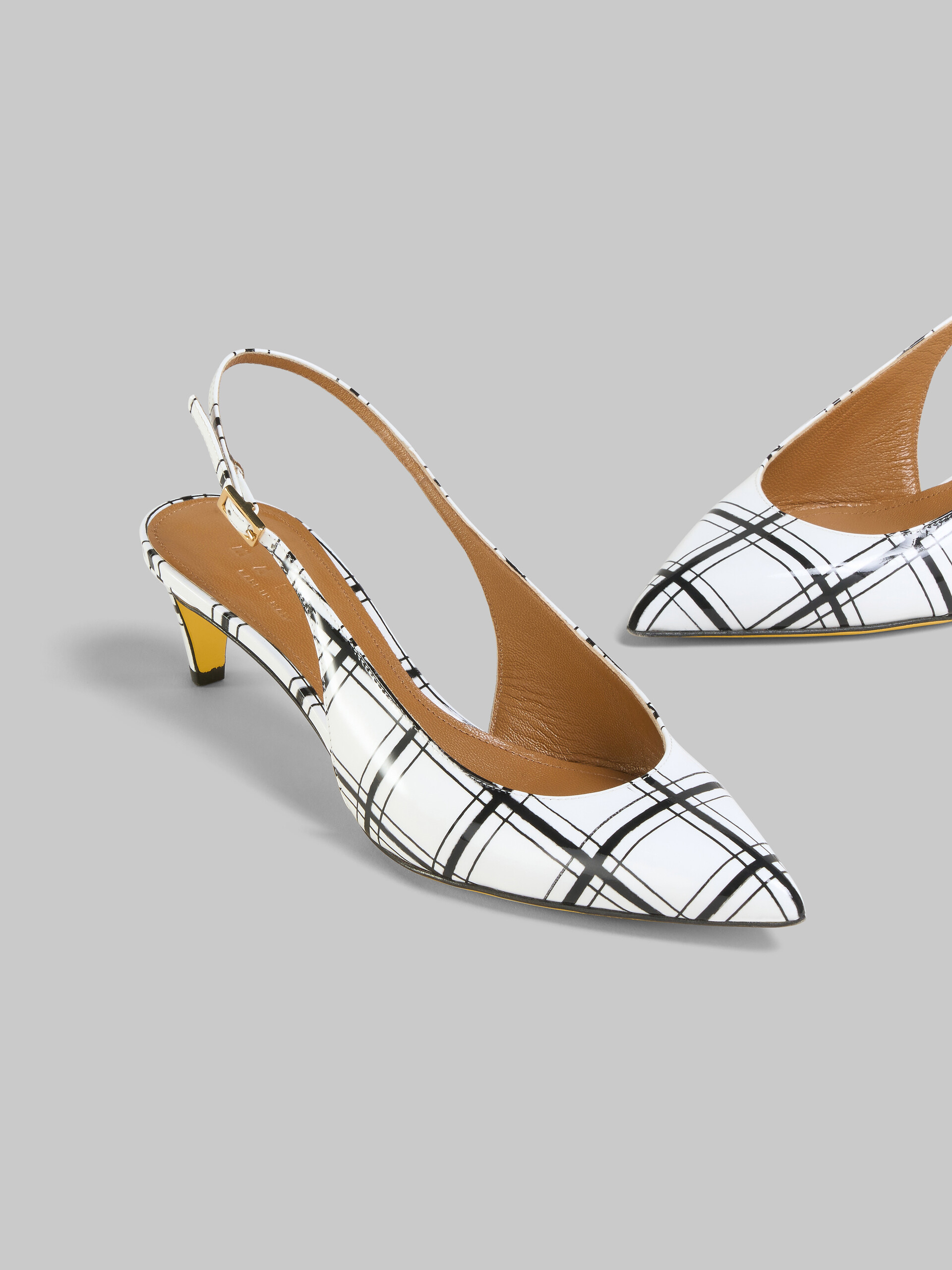 White and black checked patent leather Rhythm slingback - Sandals - Image 5